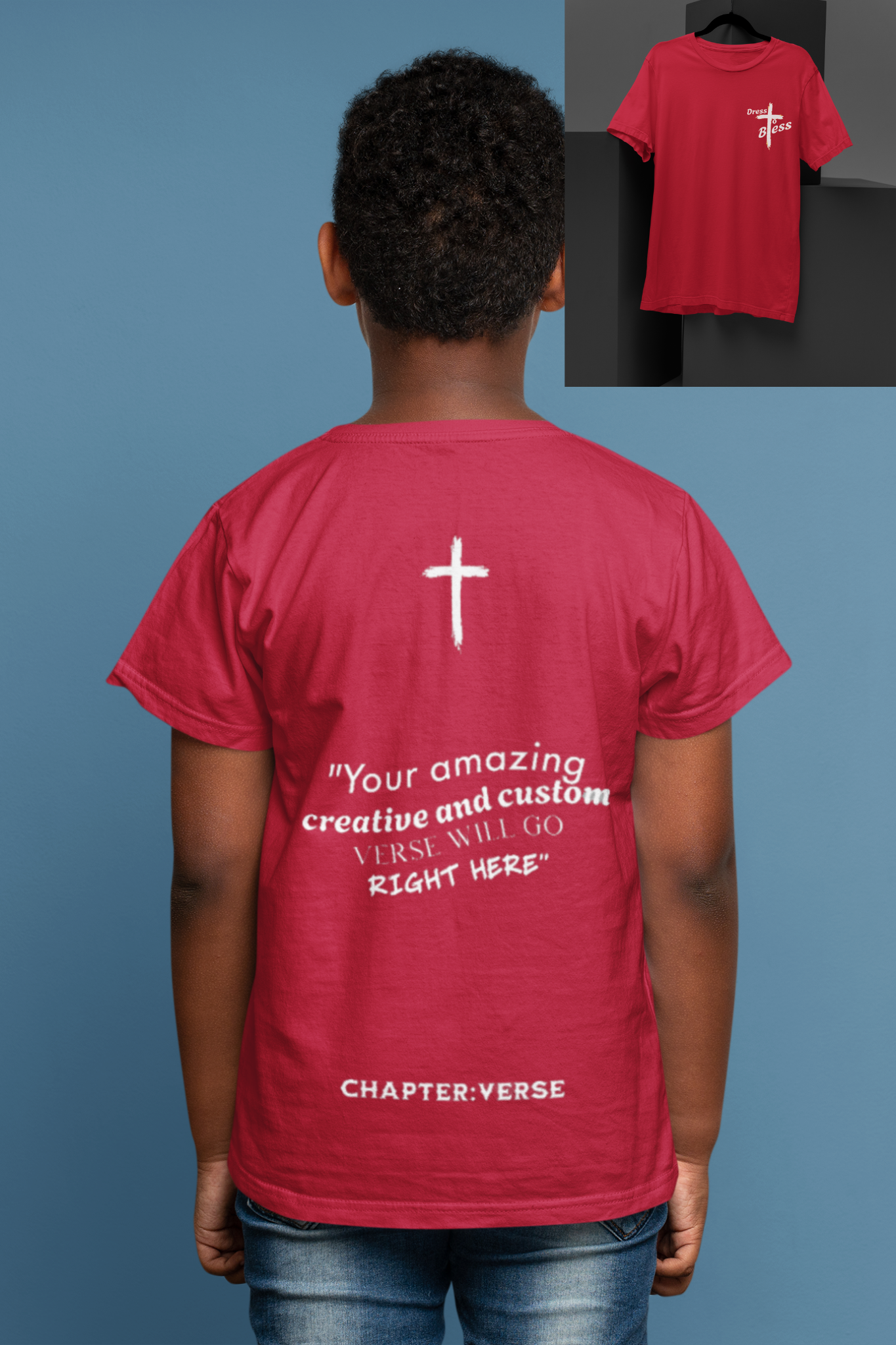 Custom Verse Only Youth “Dress To Bless” Cross Logo Unisex T-shirts