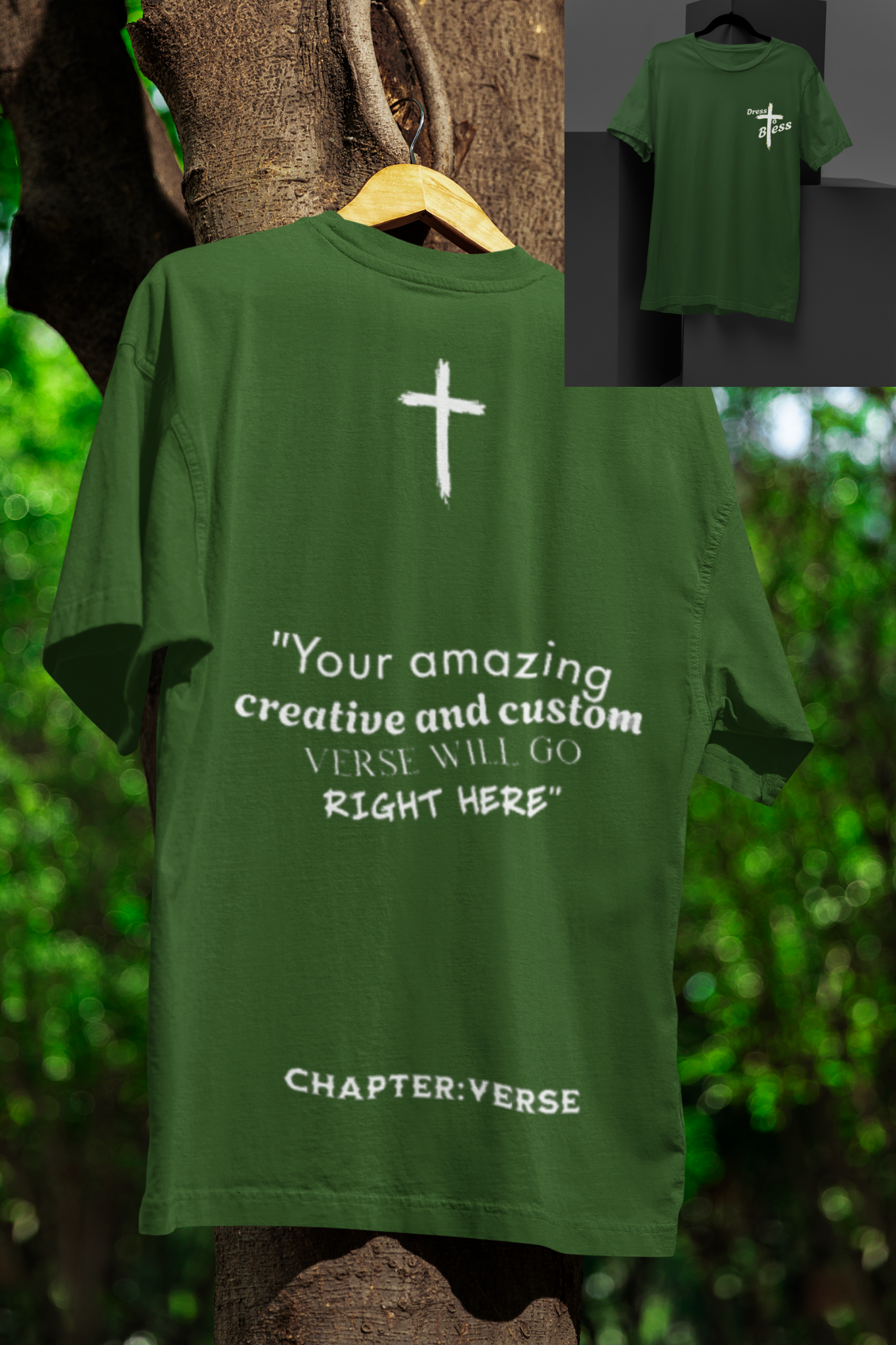 Custom Verse Only Adult “Dress To Bless” Cross Logo Unisex T-shirts