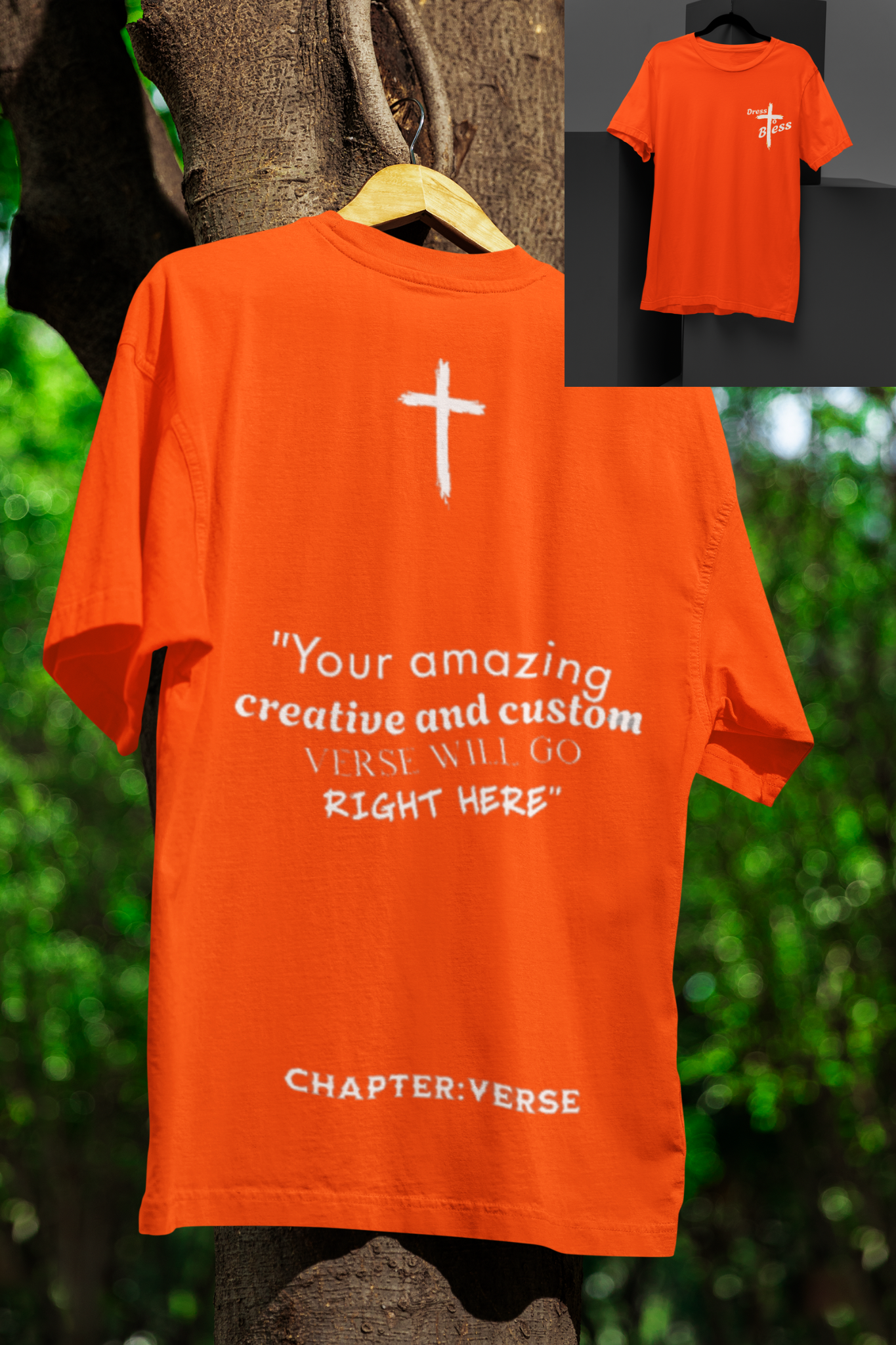 Custom Verse Only Adult “Dress To Bless” Cross Logo Unisex T-shirts