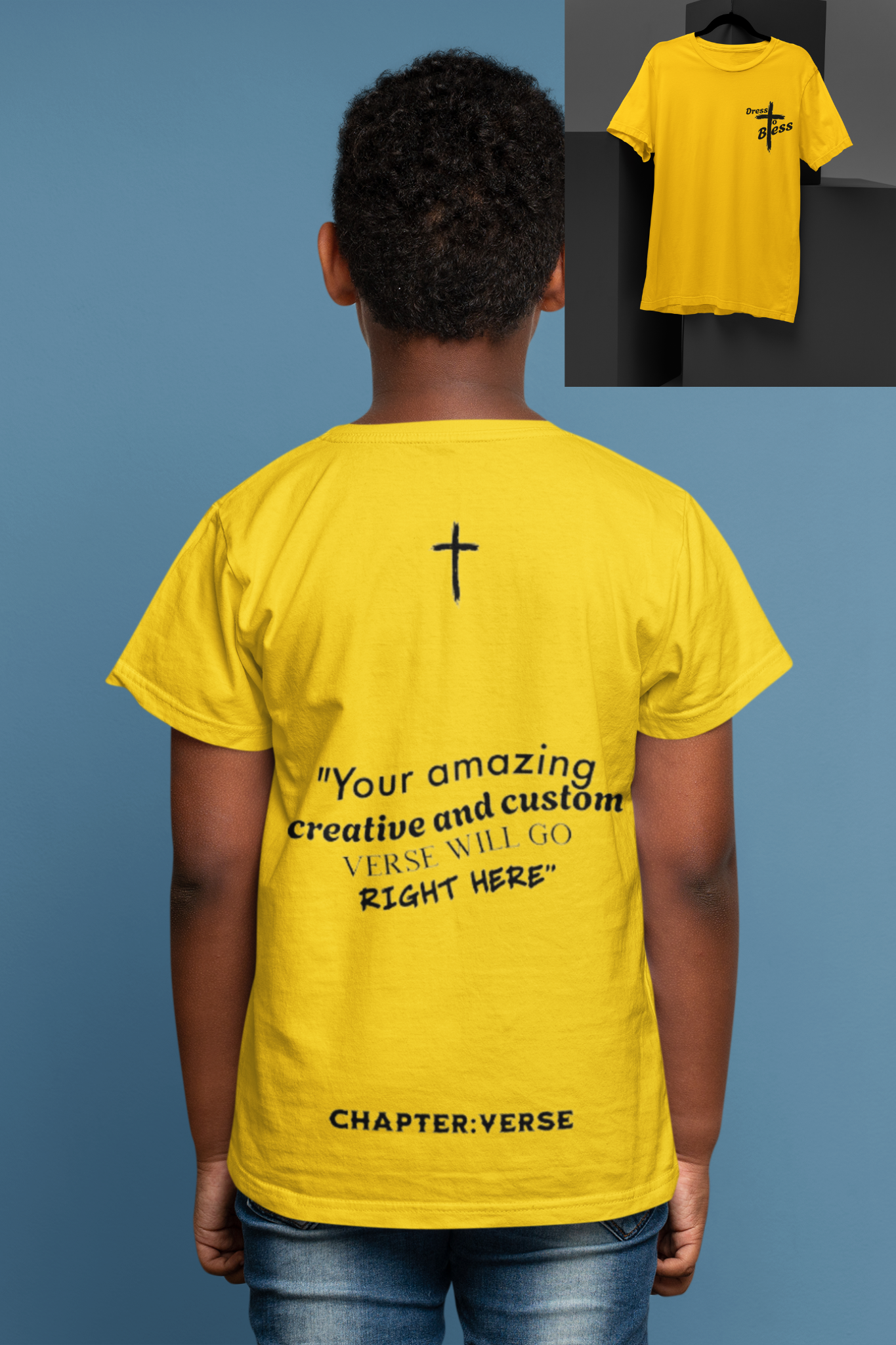 Custom Verse Only Youth “Dress To Bless” Cross Logo Unisex T-shirts