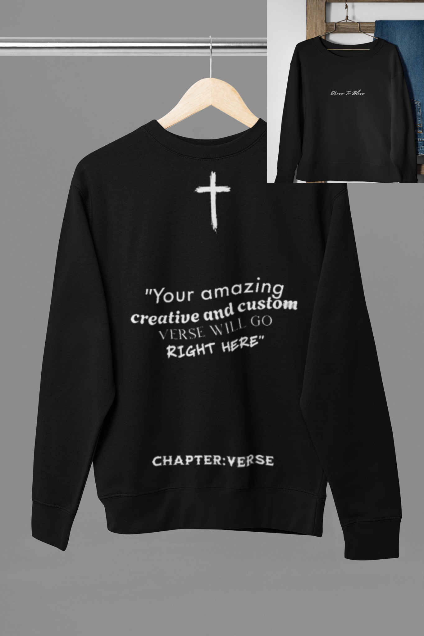 Custom Verse Only Adult “Dress To Bless” Cursive Logo Unisex Crewnecks