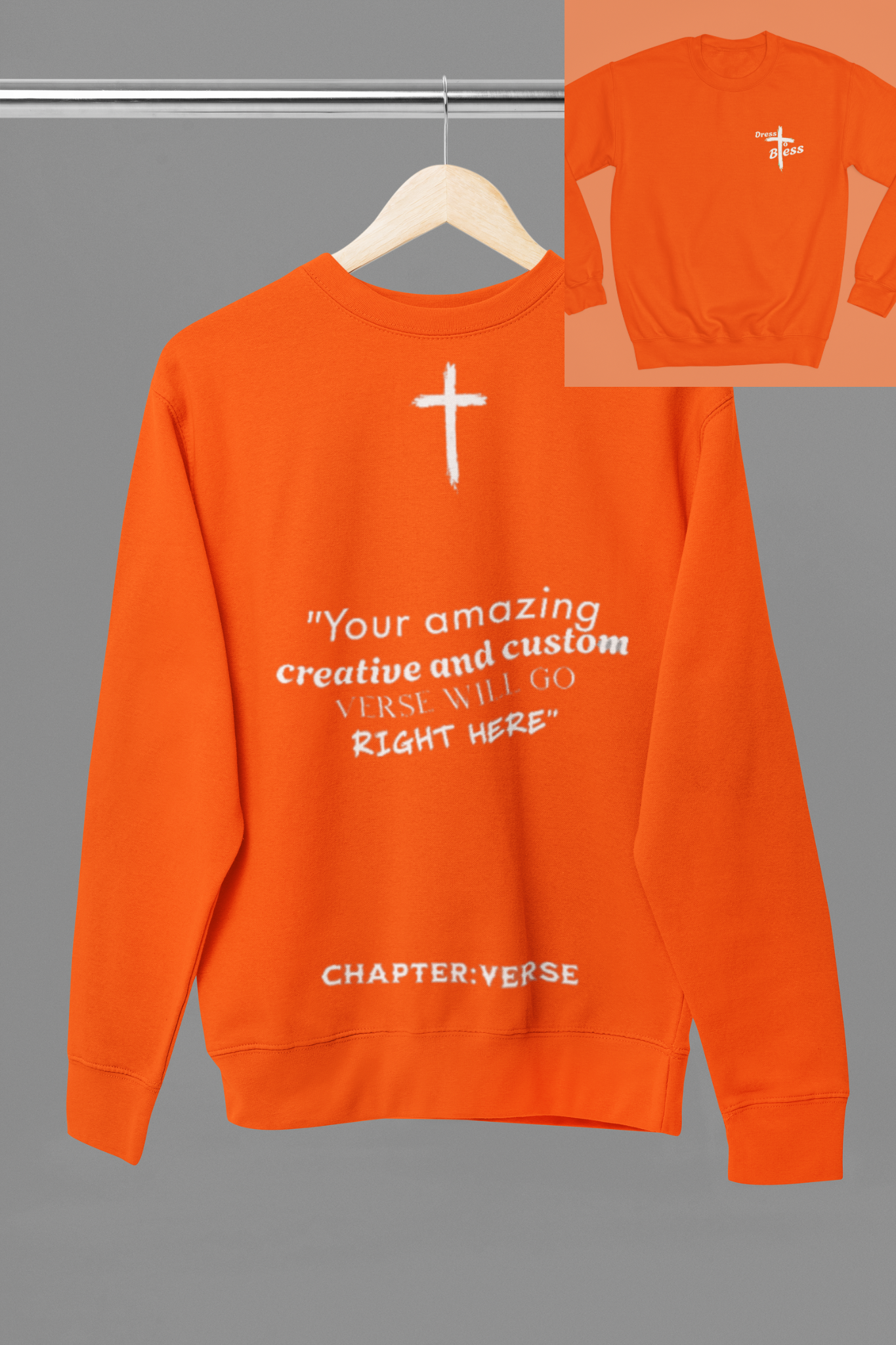 Custom Verse Only Adult “Dress To Bless” Cross Logo Unisex Crewnecks