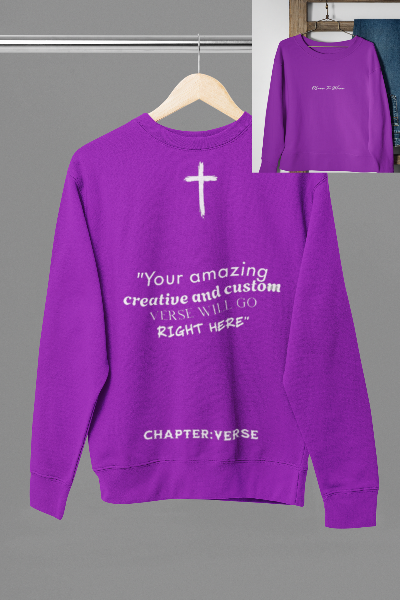 Custom Verse Only Adult “Dress To Bless” Cursive Logo Unisex Crewnecks
