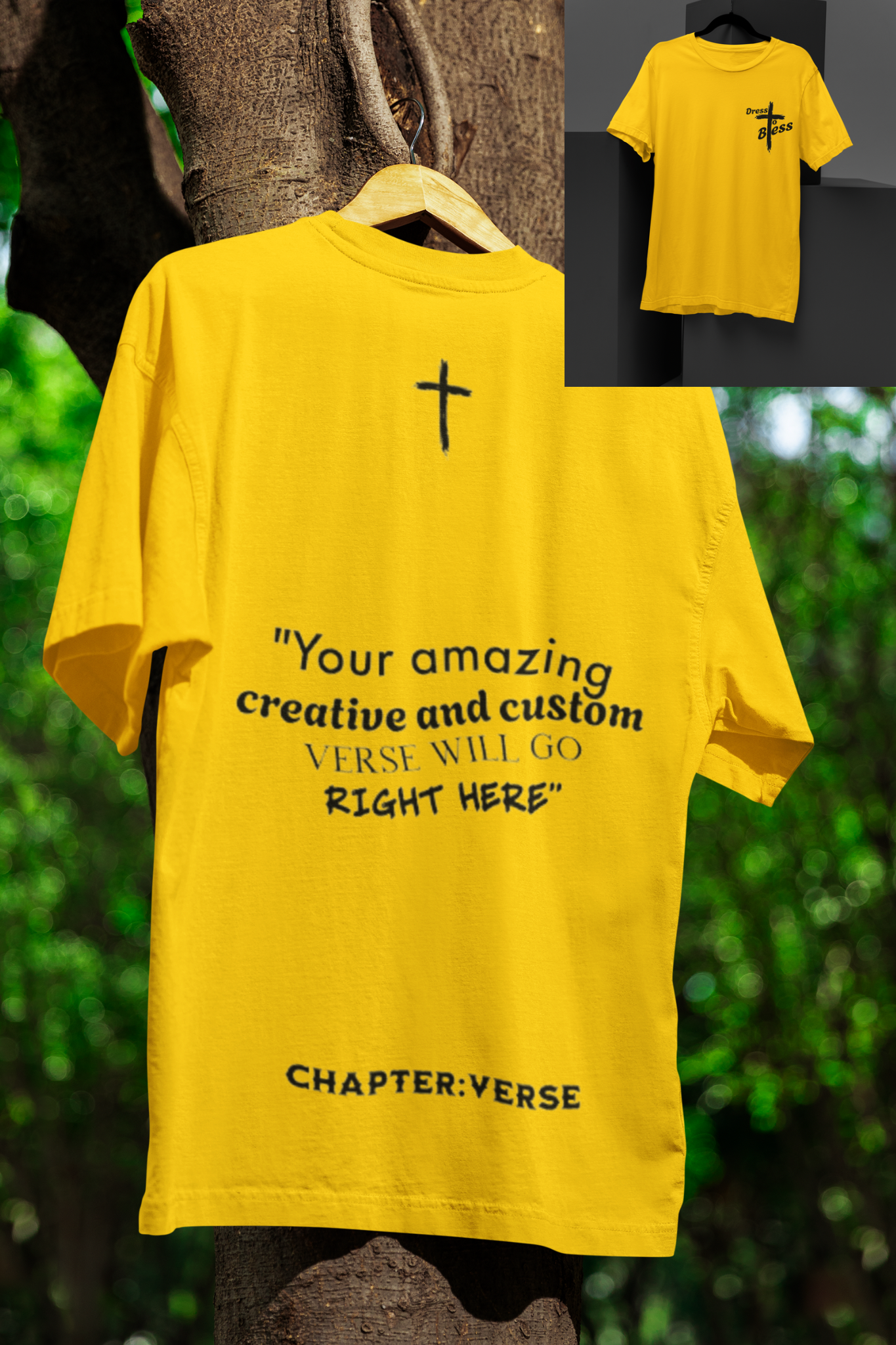Custom Verse Only Adult “Dress To Bless” Cross Logo Unisex T-shirts