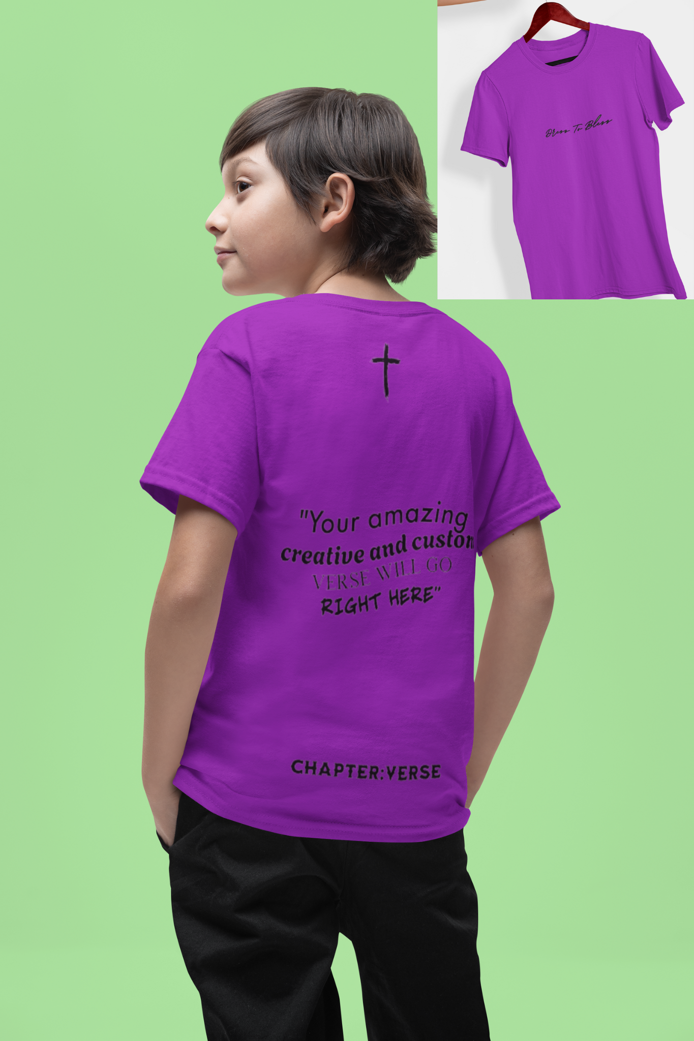 Custom Verse Only Youth “Dress To Bless” Cursive Logo Unisex T-Shirts