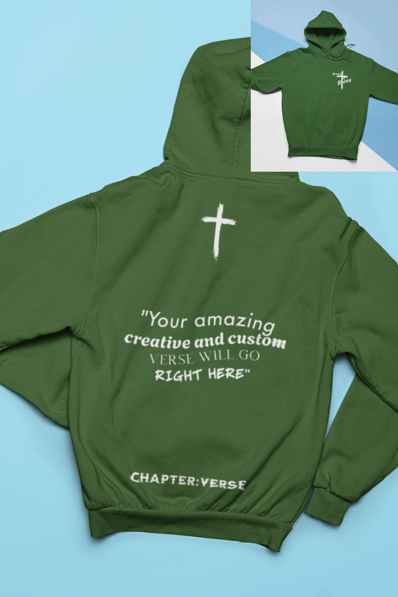 Custom Verse Only Adult “Dress To Bless” Cross Logo Unisex Hoodies