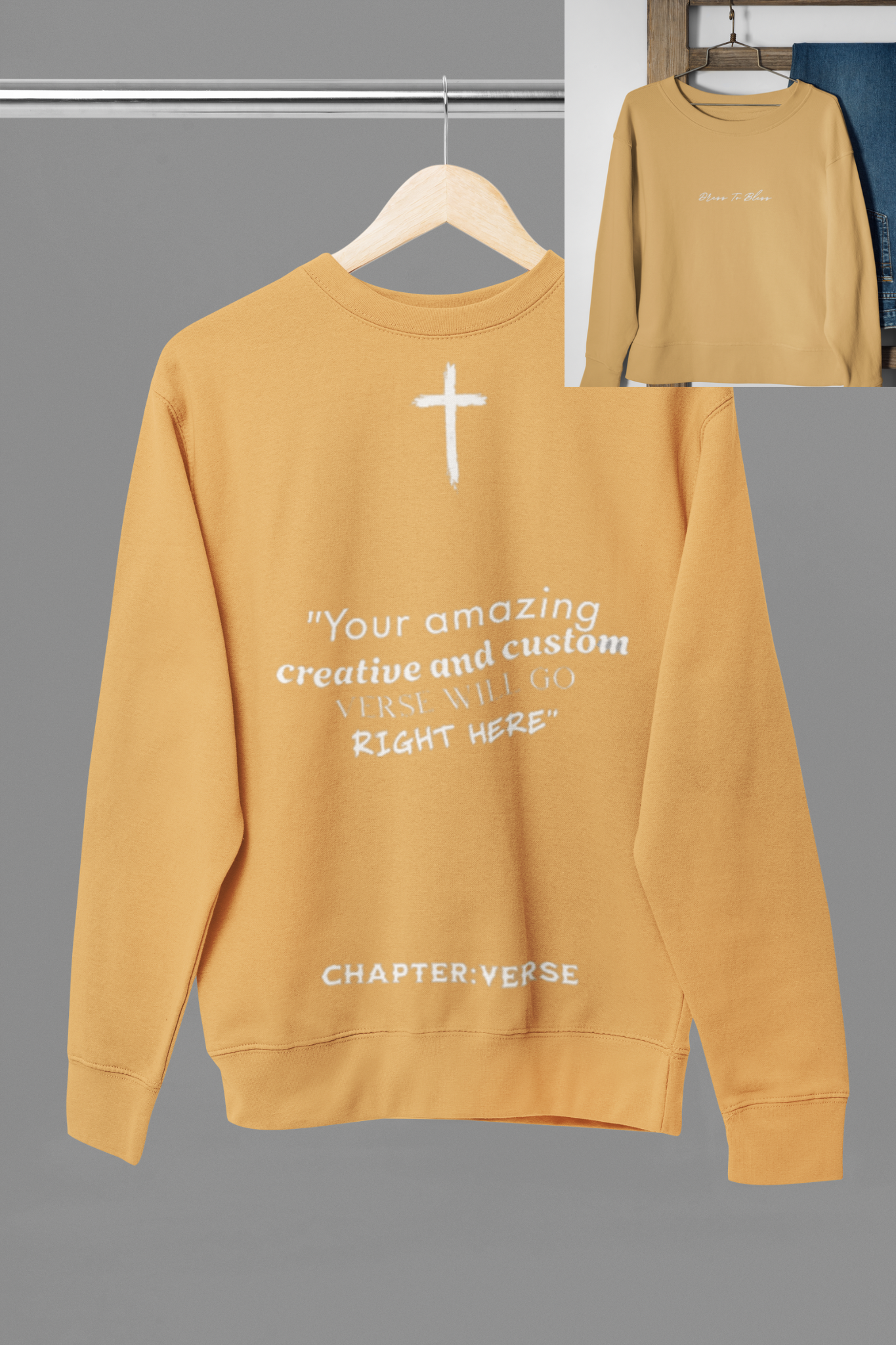 Custom Verse Only Adult “Dress To Bless” Cursive Logo Unisex Crewnecks