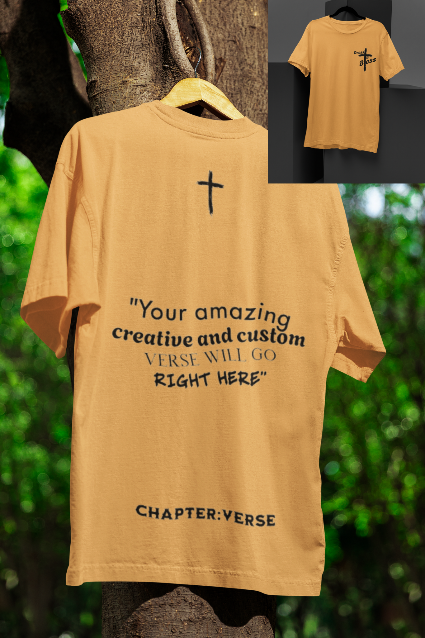 Custom Verse Only Adult “Dress To Bless” Cross Logo Unisex T-shirts
