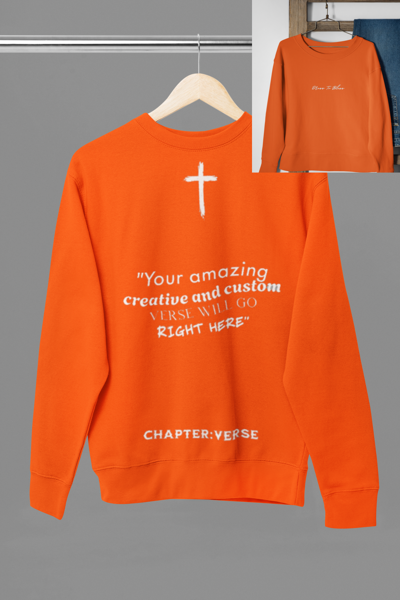 Custom Verse Only Adult “Dress To Bless” Cursive Logo Unisex Crewnecks