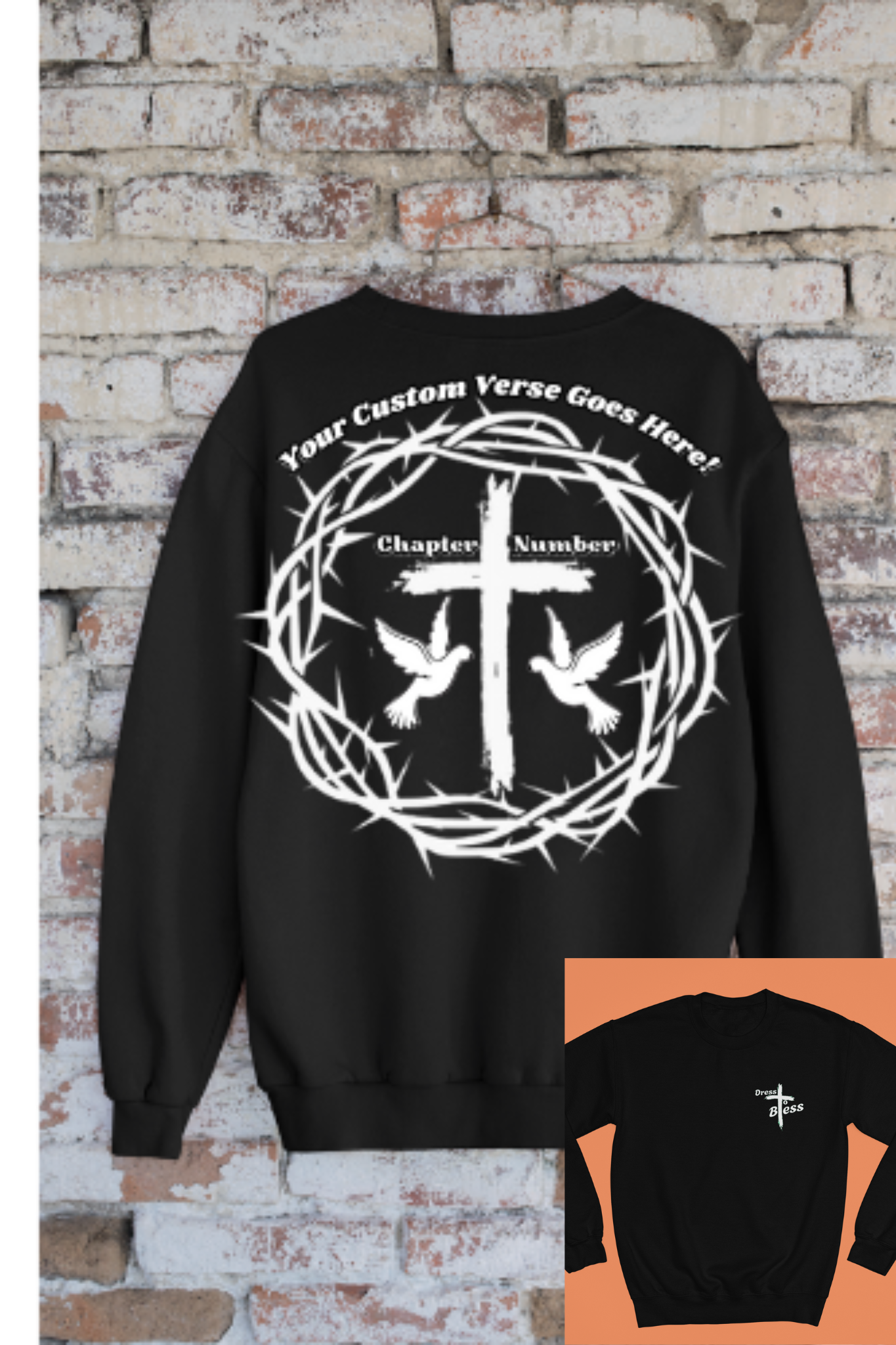 Custom Adult “Dress To Bless” Cross Logo Unisex Crewnecks