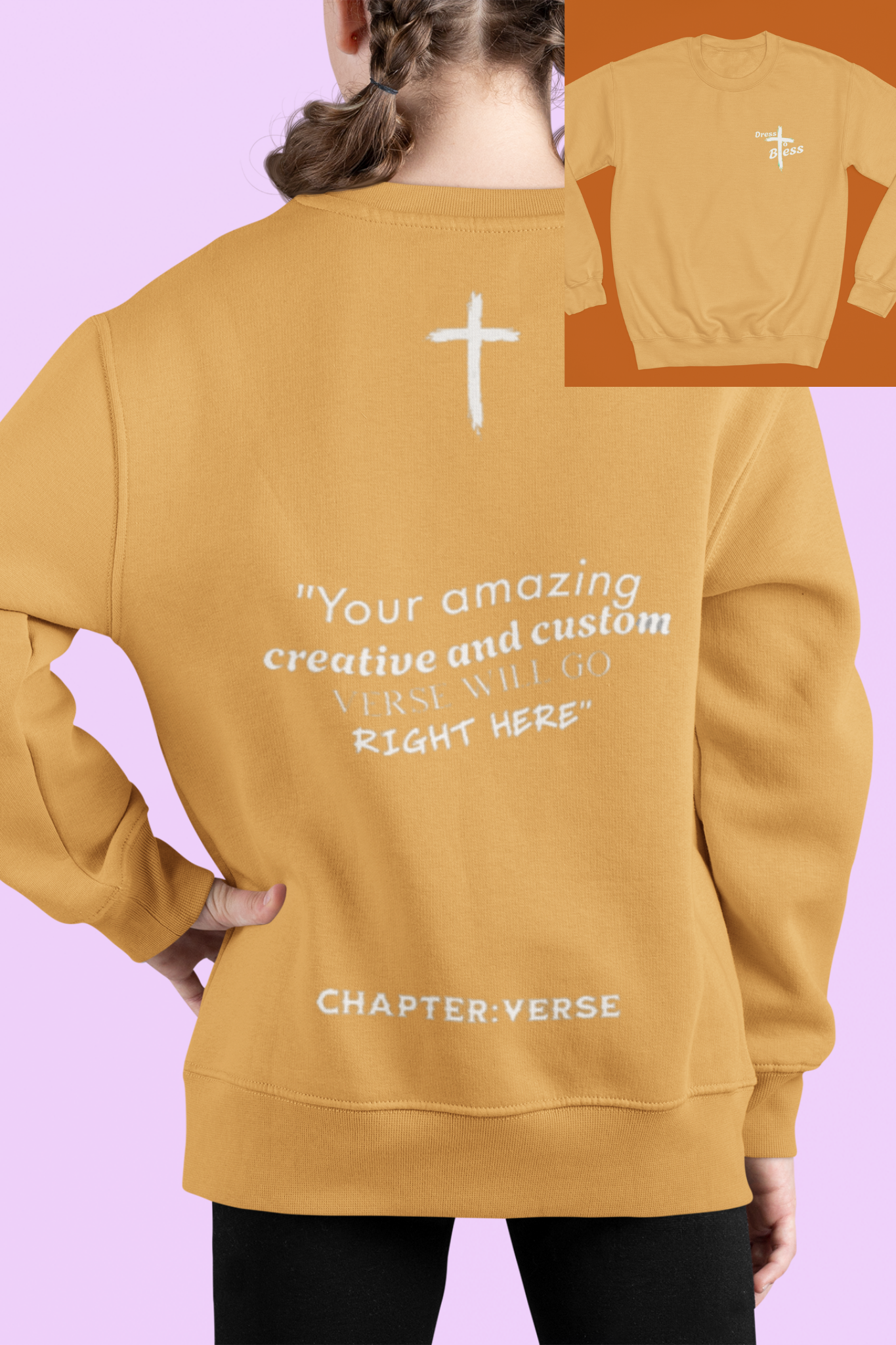 Custom Verse Only Youth “Dress To Bless” Cross Logo Unisex Crewnecks