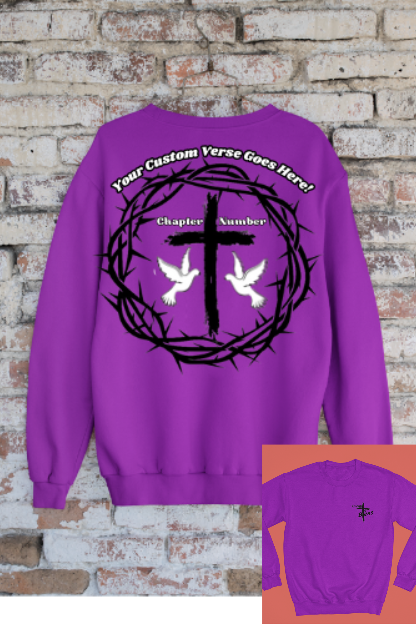Custom Adult “Dress To Bless” Cross Logo Unisex Crewnecks