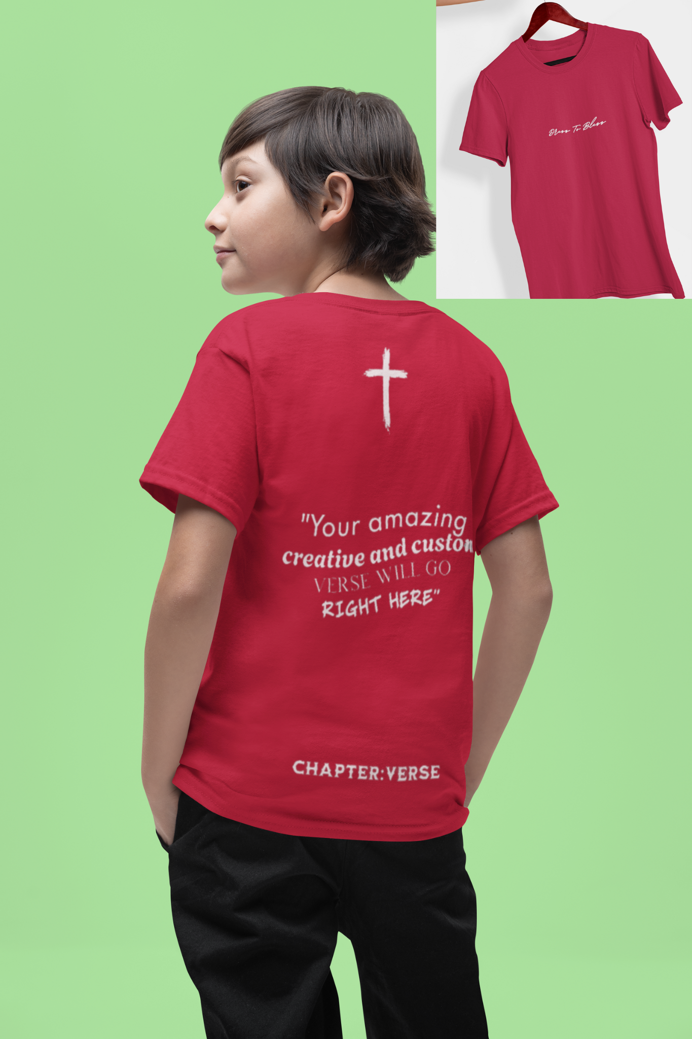 Custom Verse Only Youth “Dress To Bless” Cursive Logo Unisex T-Shirts