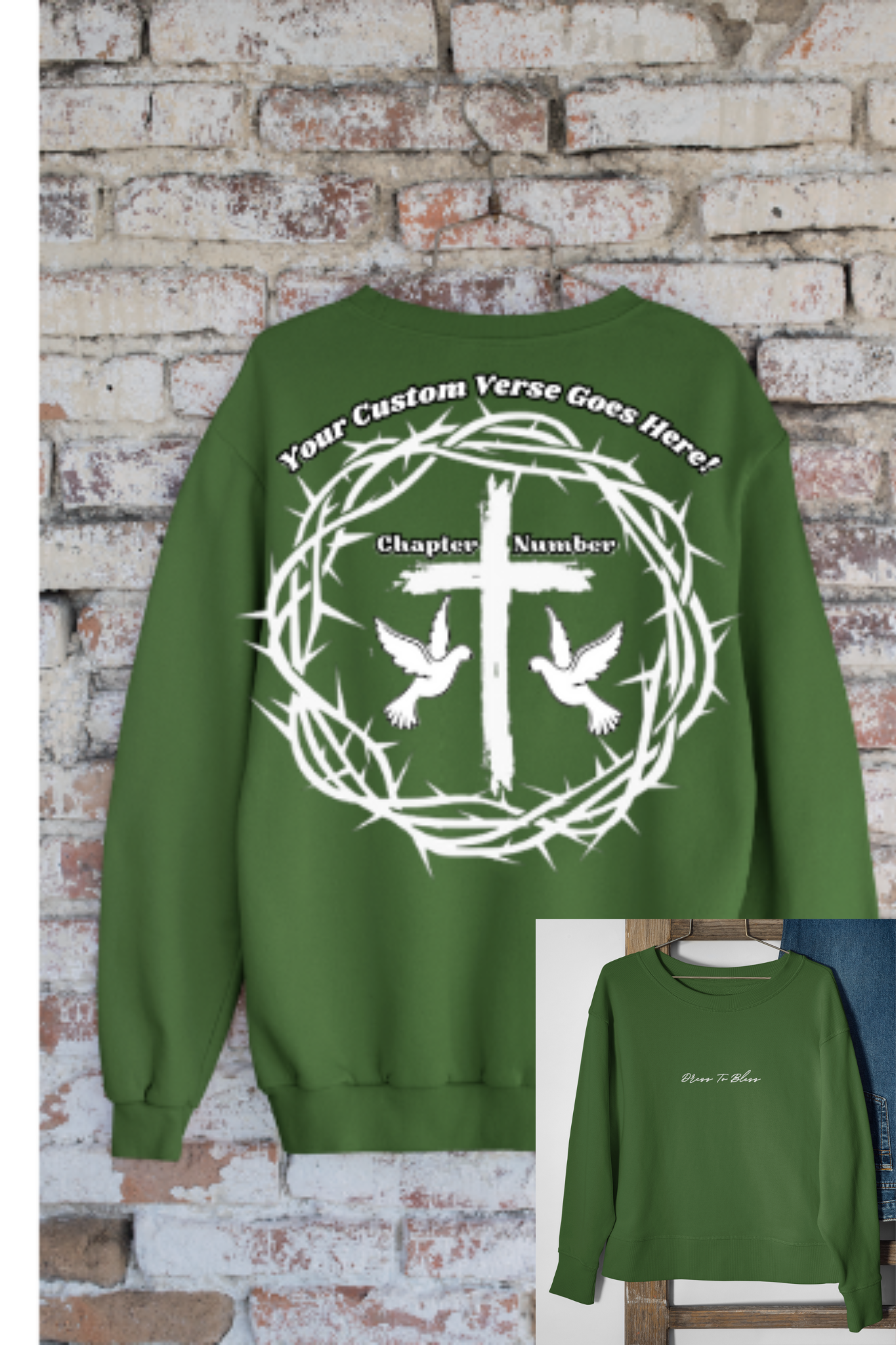 Custom Adult “Dress To Bless” Cursive Logo Unisex Crewnecks