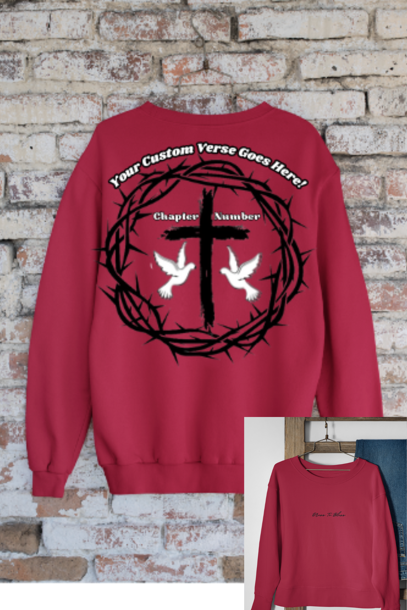 Custom Adult “Dress To Bless” Cursive Logo Unisex Crewnecks