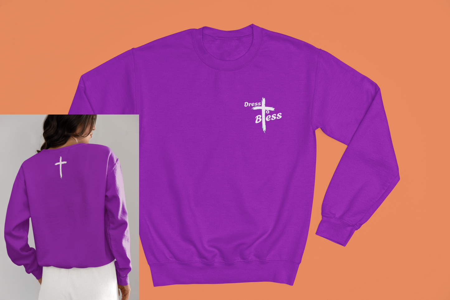 Adult “Dress To Bless” Cross Logo Unisex Crewnecks