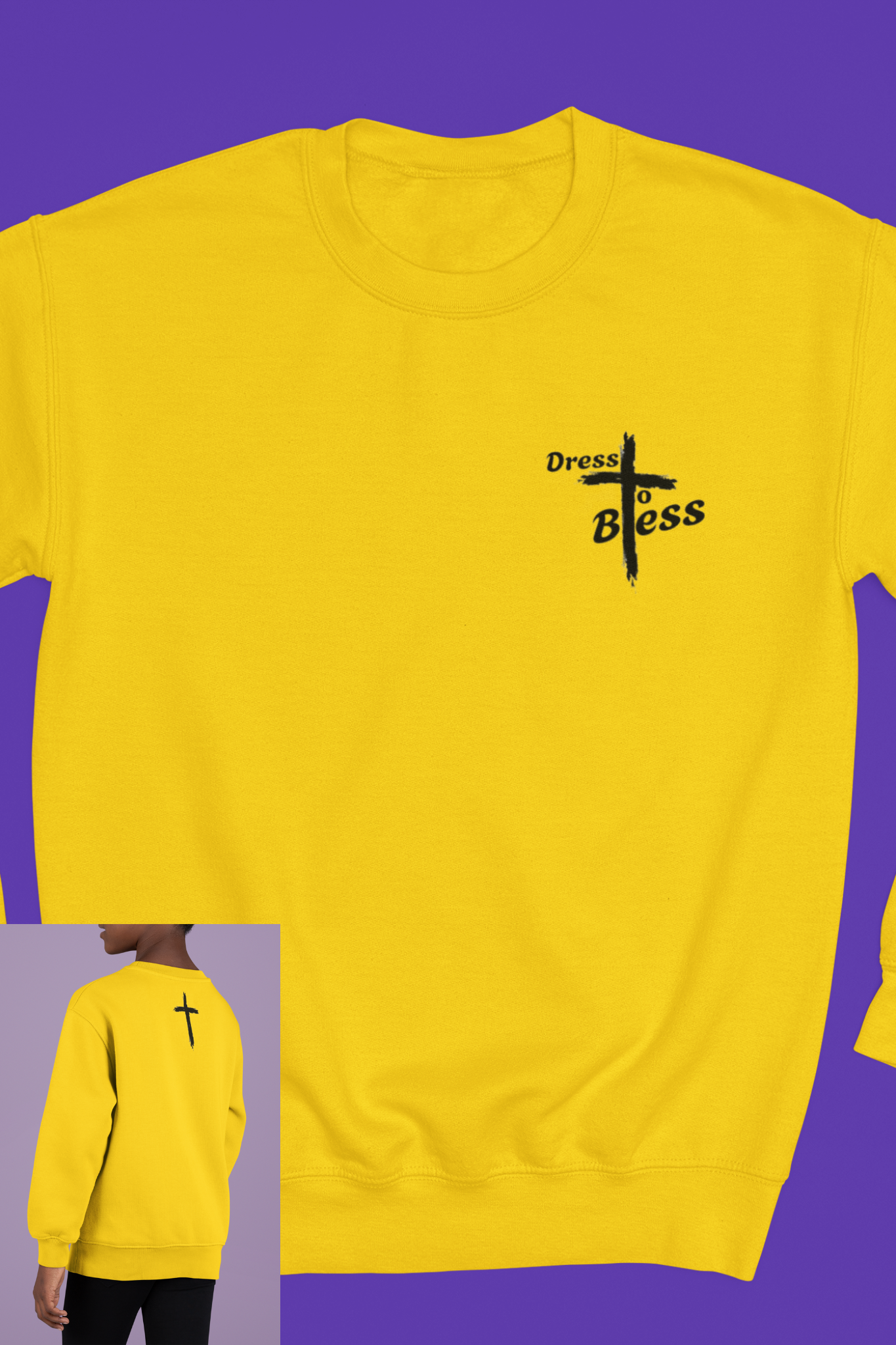 Youth Dress To Bless Cross Logo Unisex Crewneck