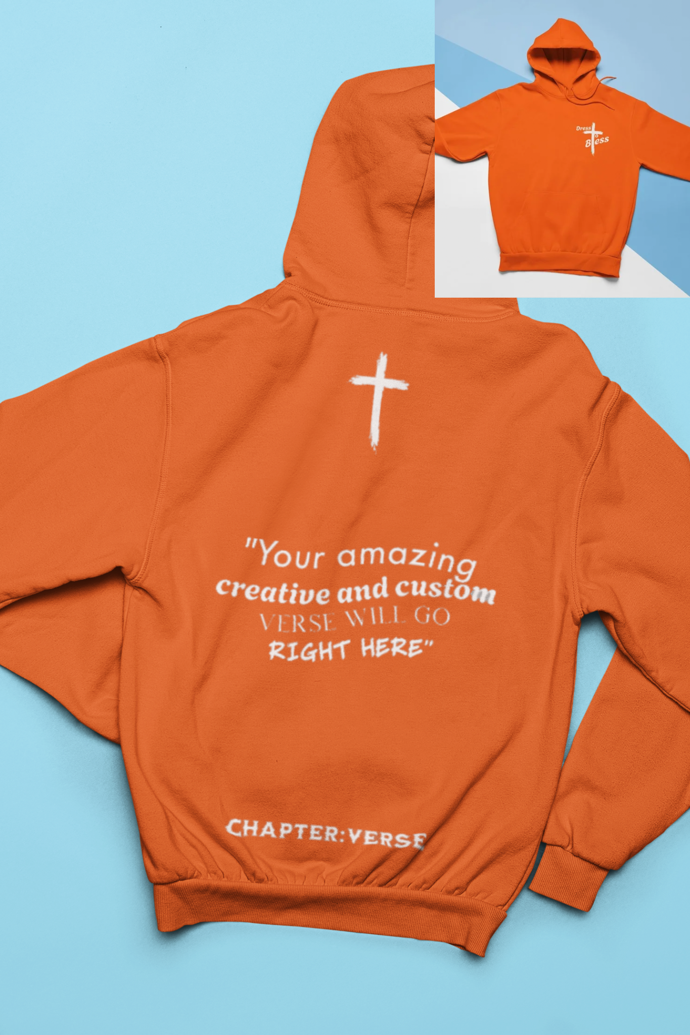 Custom Verse Only Adult “Dress To Bless” Cross Logo Unisex Hoodies