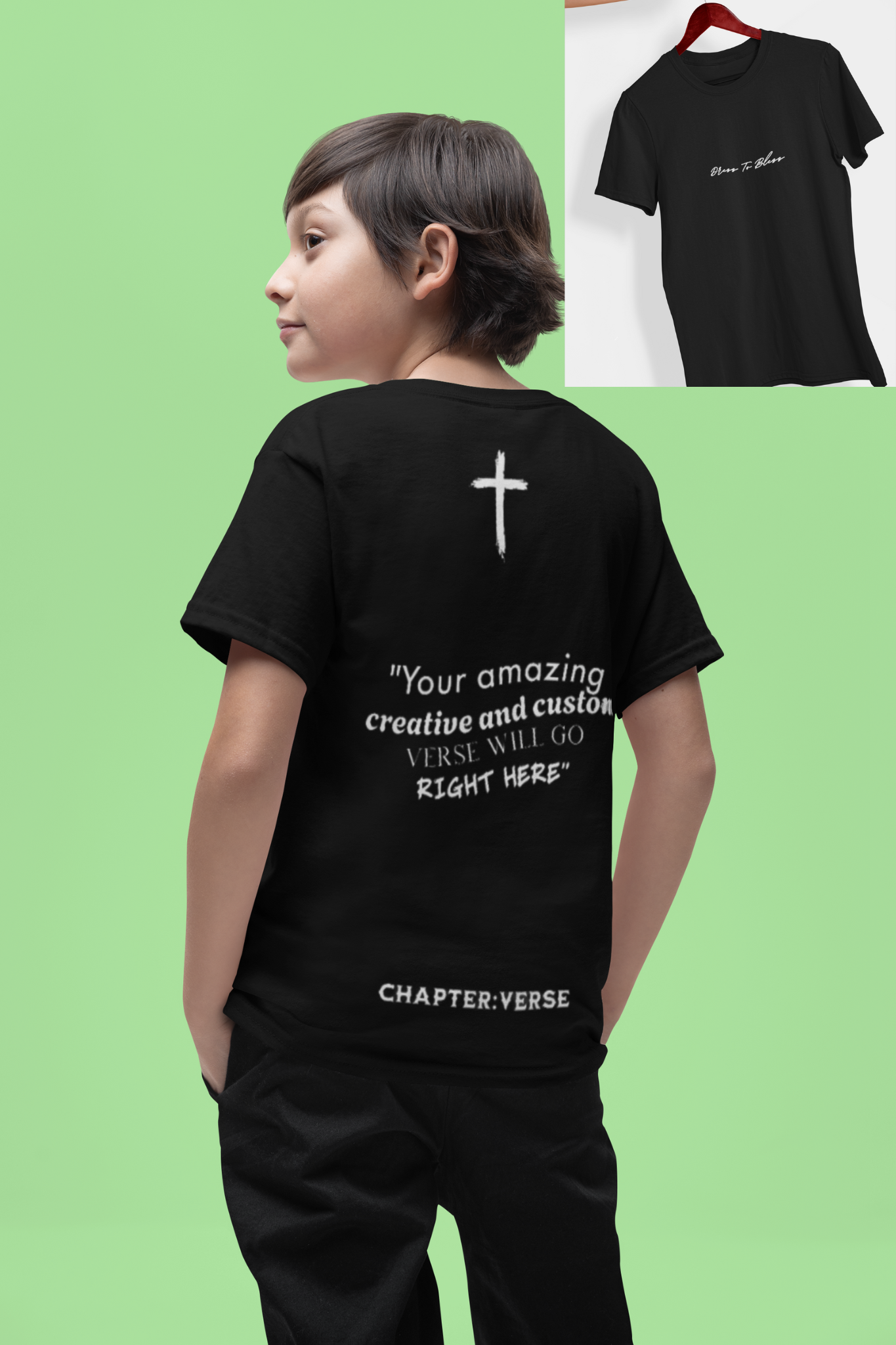 Custom Verse Only Youth “Dress To Bless” Cursive Logo Unisex T-Shirts