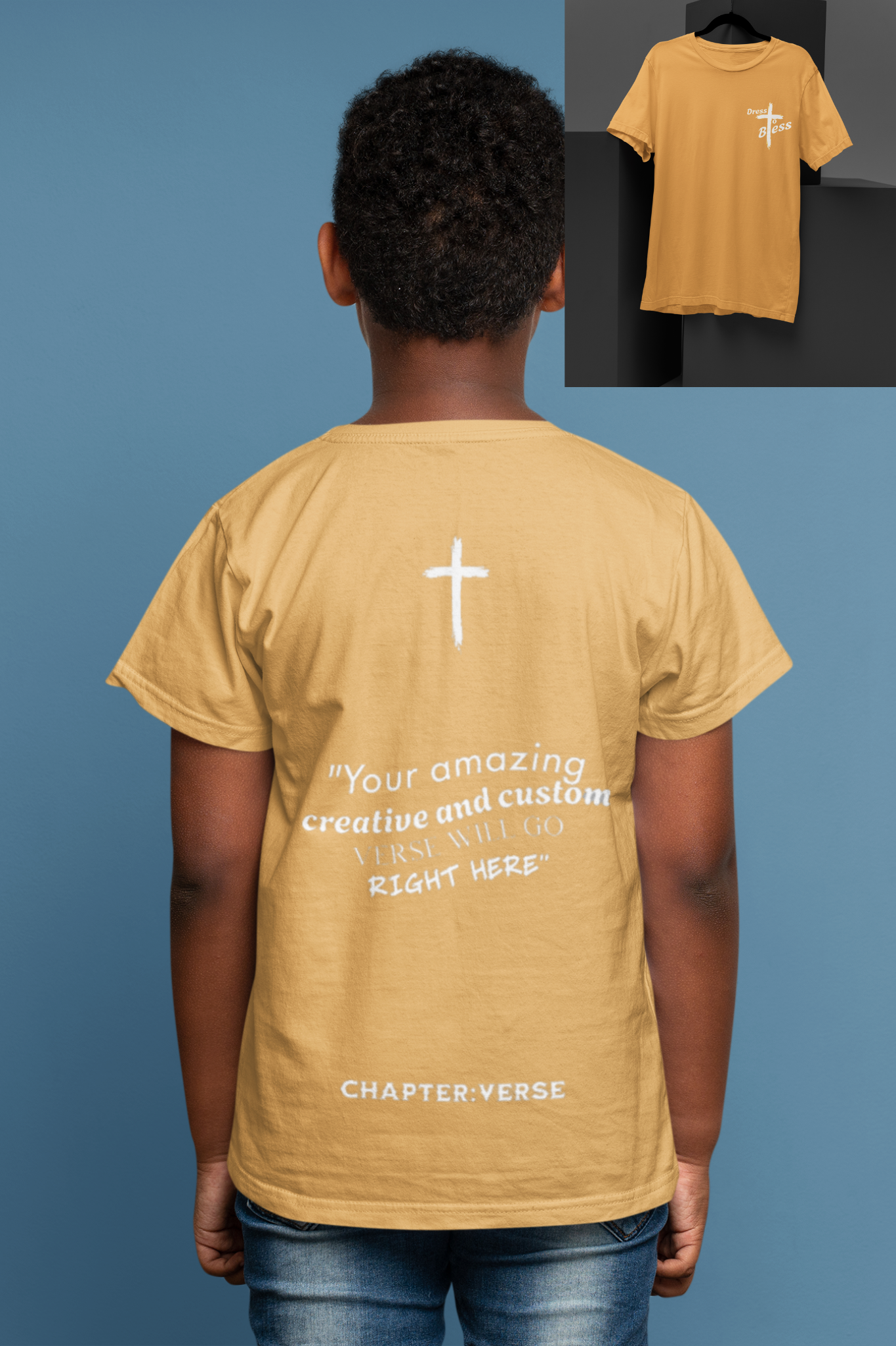Custom Verse Only Youth “Dress To Bless” Cross Logo Unisex T-shirts