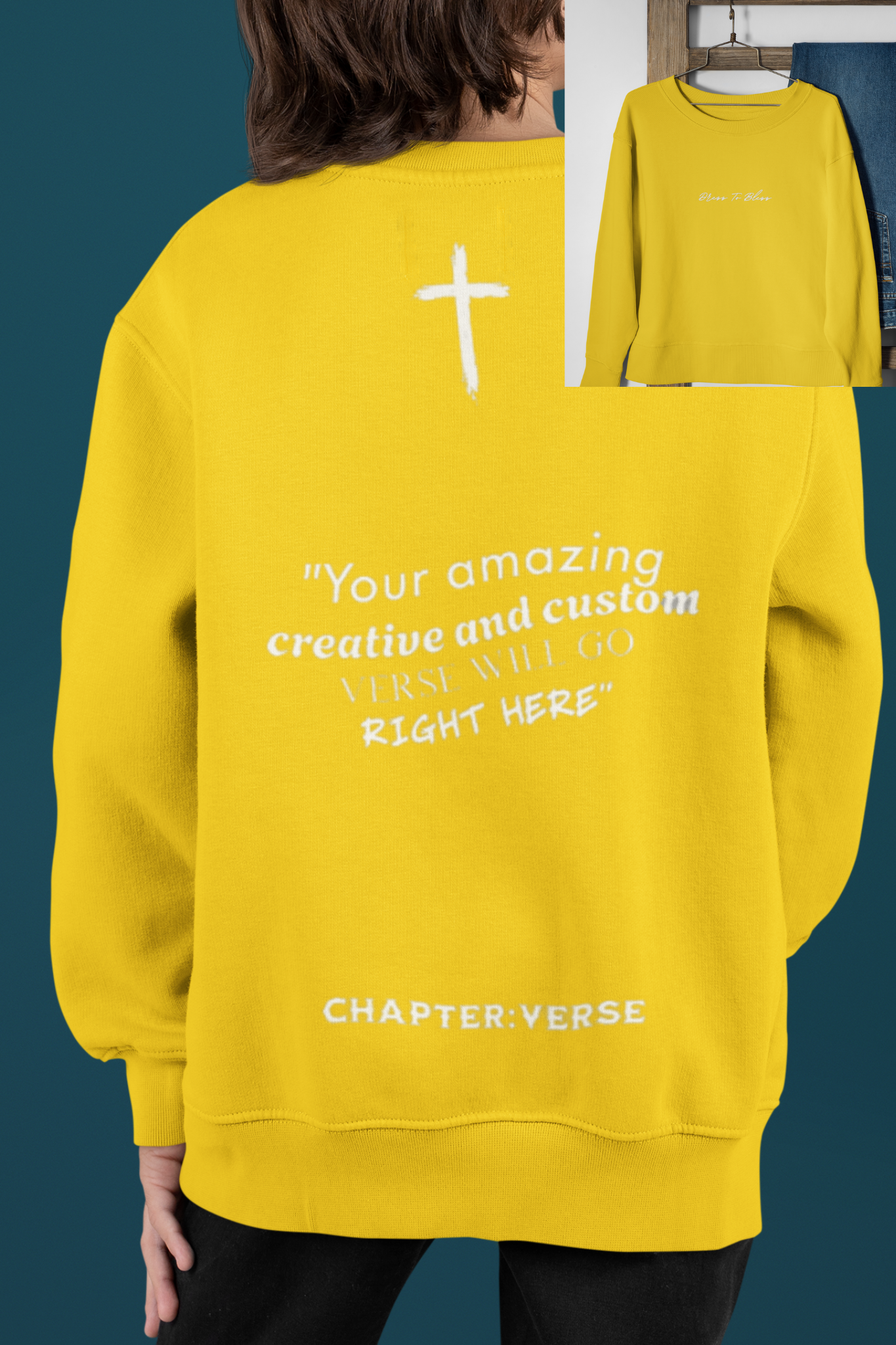 Custom Verse Only Youth “Dress To Bless” Cursive Logo Unisex Crewnecks