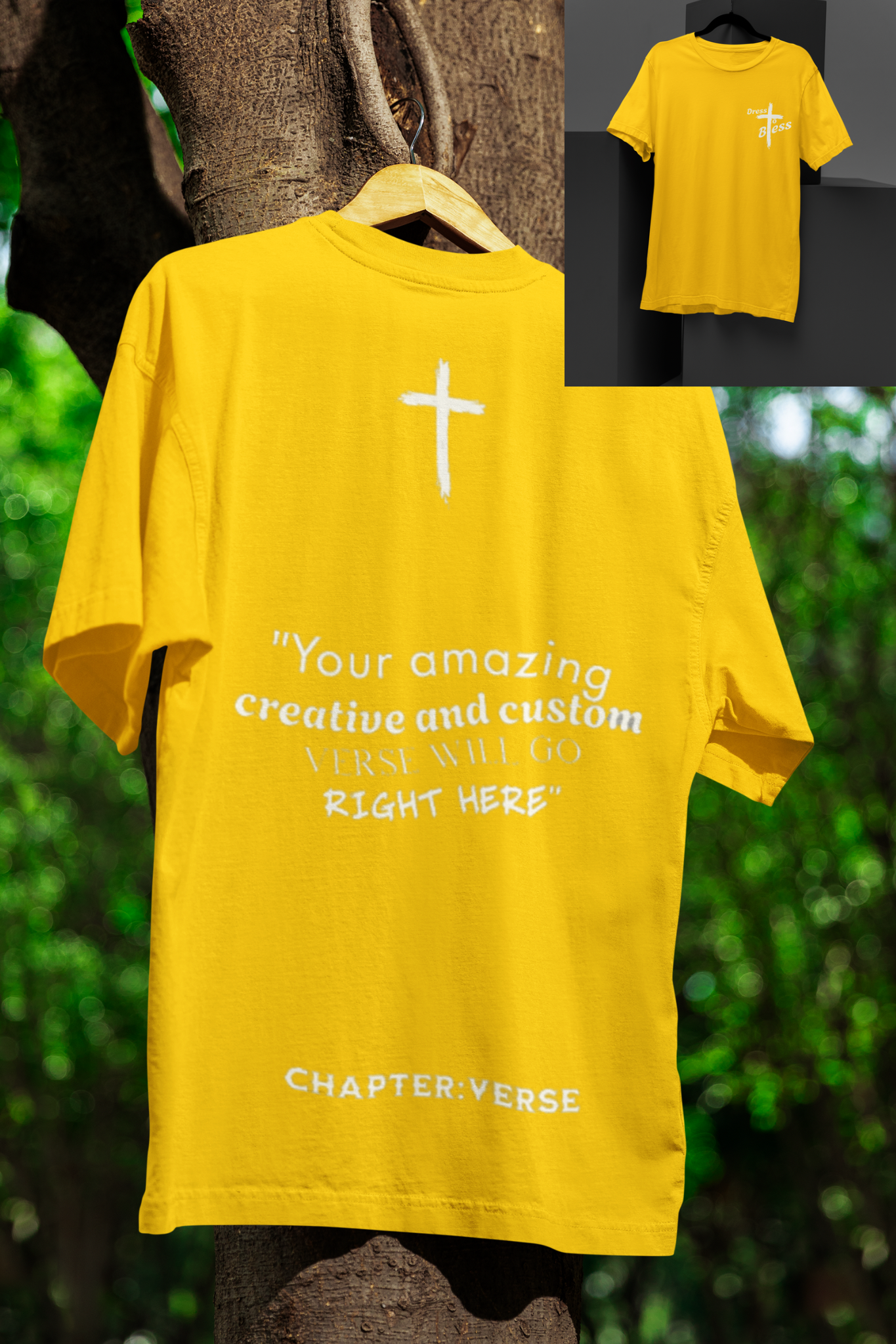 Custom Verse Only Adult “Dress To Bless” Cross Logo Unisex T-shirts