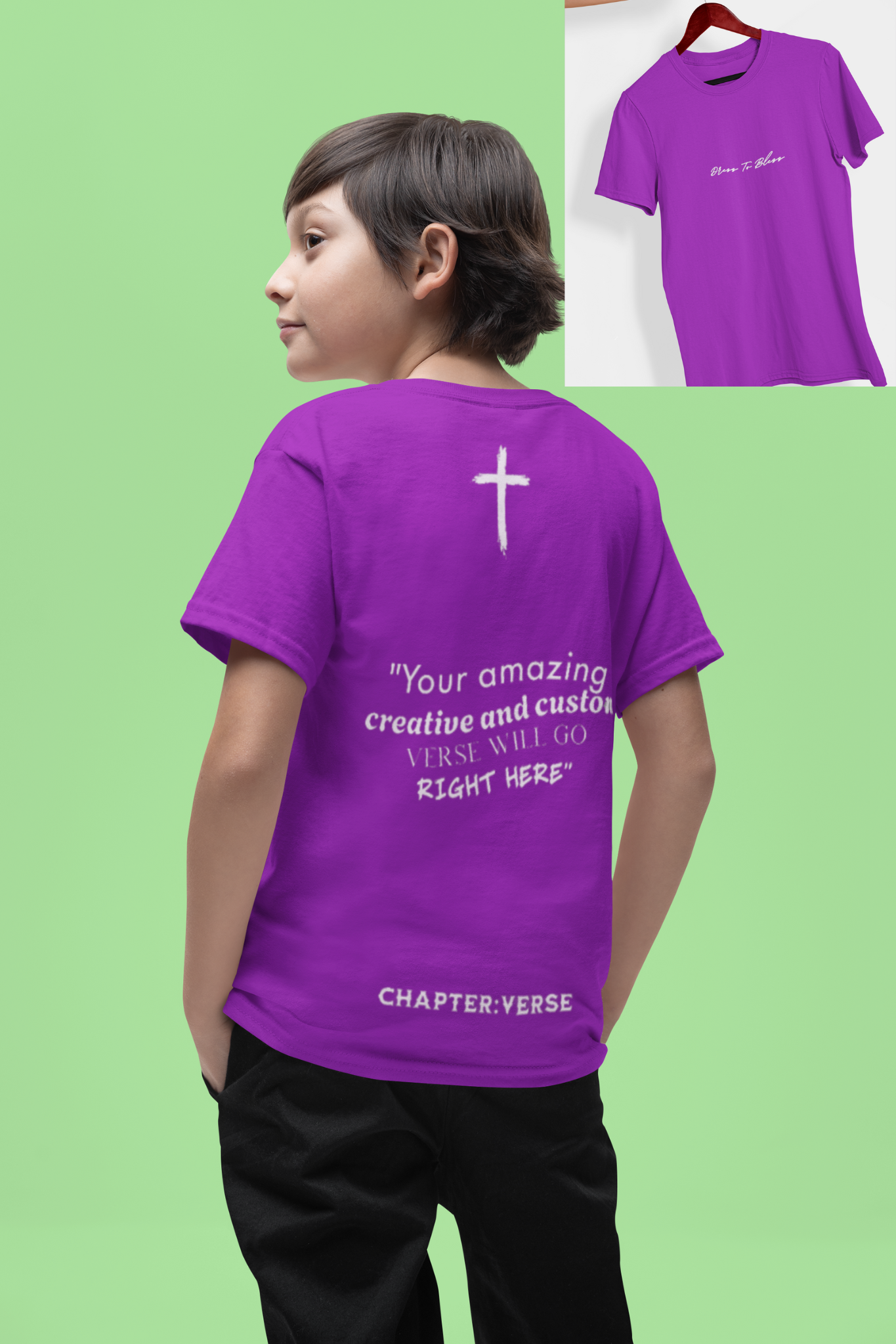 Custom Verse Only Youth “Dress To Bless” Cursive Logo Unisex T-Shirts