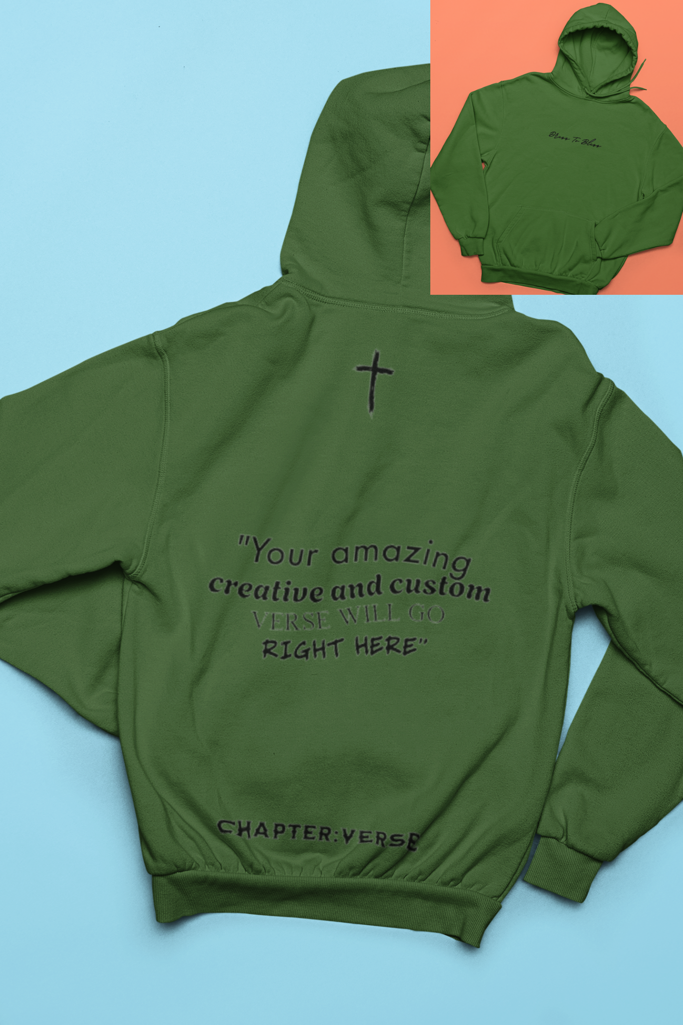 Custom Verse Only Adult “Dress To Bless” Cursive Logo Unisex Hoodies