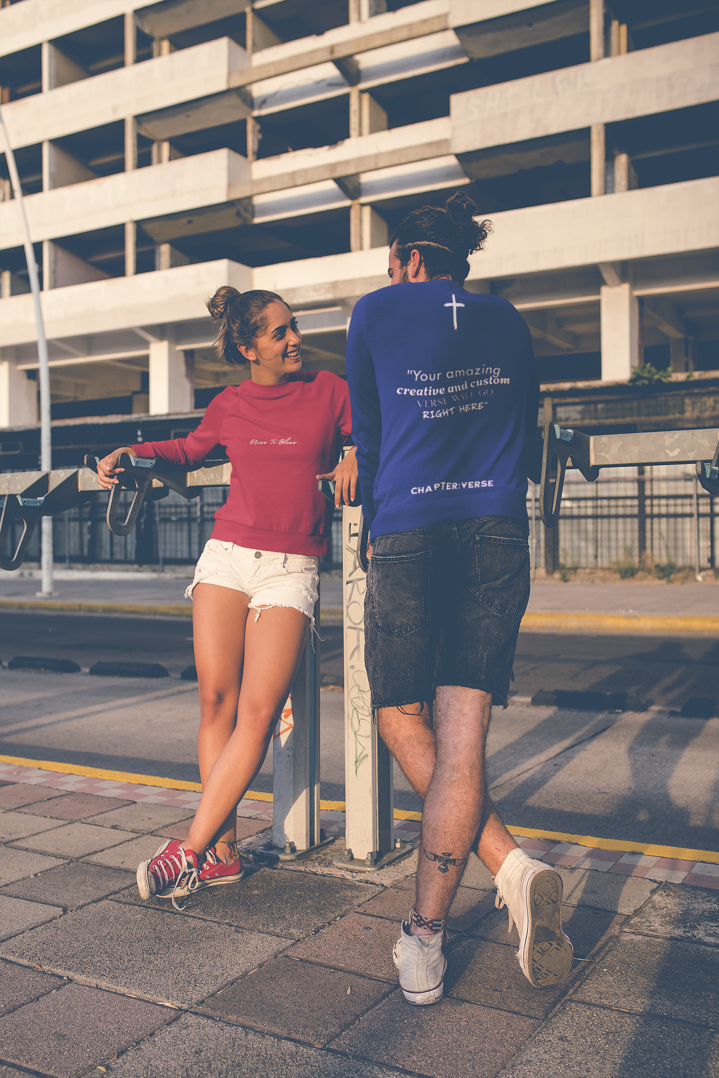 Custom Verse Only Adult “Dress To Bless” Cursive Logo Unisex Crewnecks