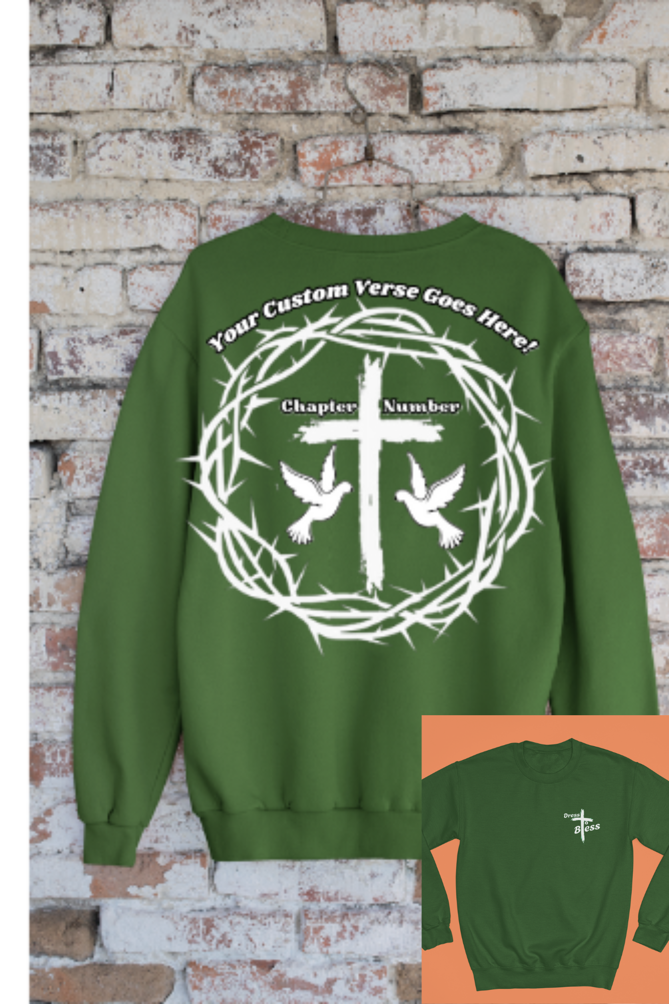 Custom Adult “Dress To Bless” Cross Logo Unisex Crewnecks