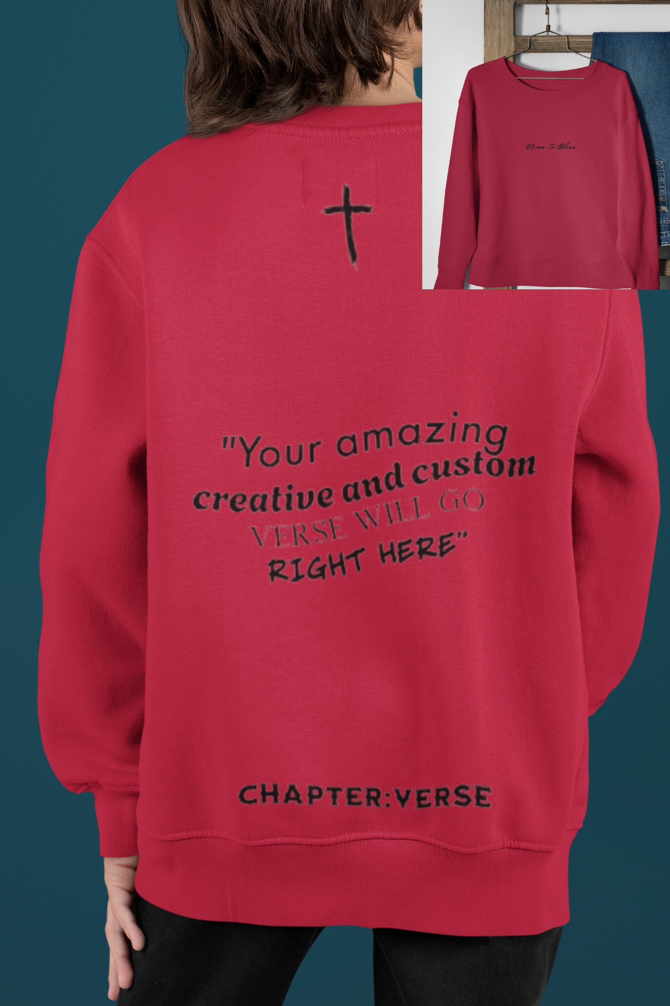 Custom Verse Only Youth “Dress To Bless” Cursive Logo Unisex Crewnecks