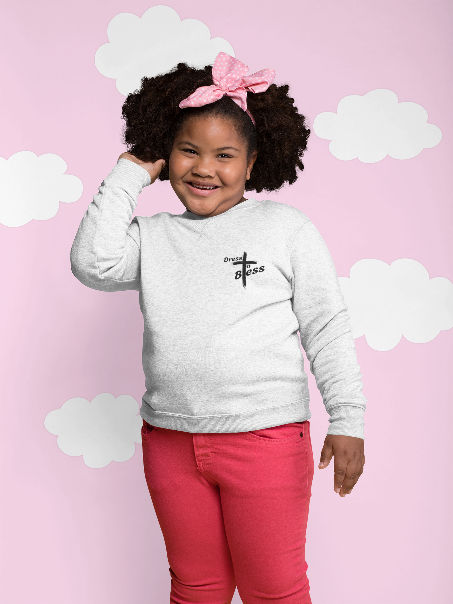 Custom Verse Only Youth “Dress To Bless” Cross Logo Unisex Crewnecks