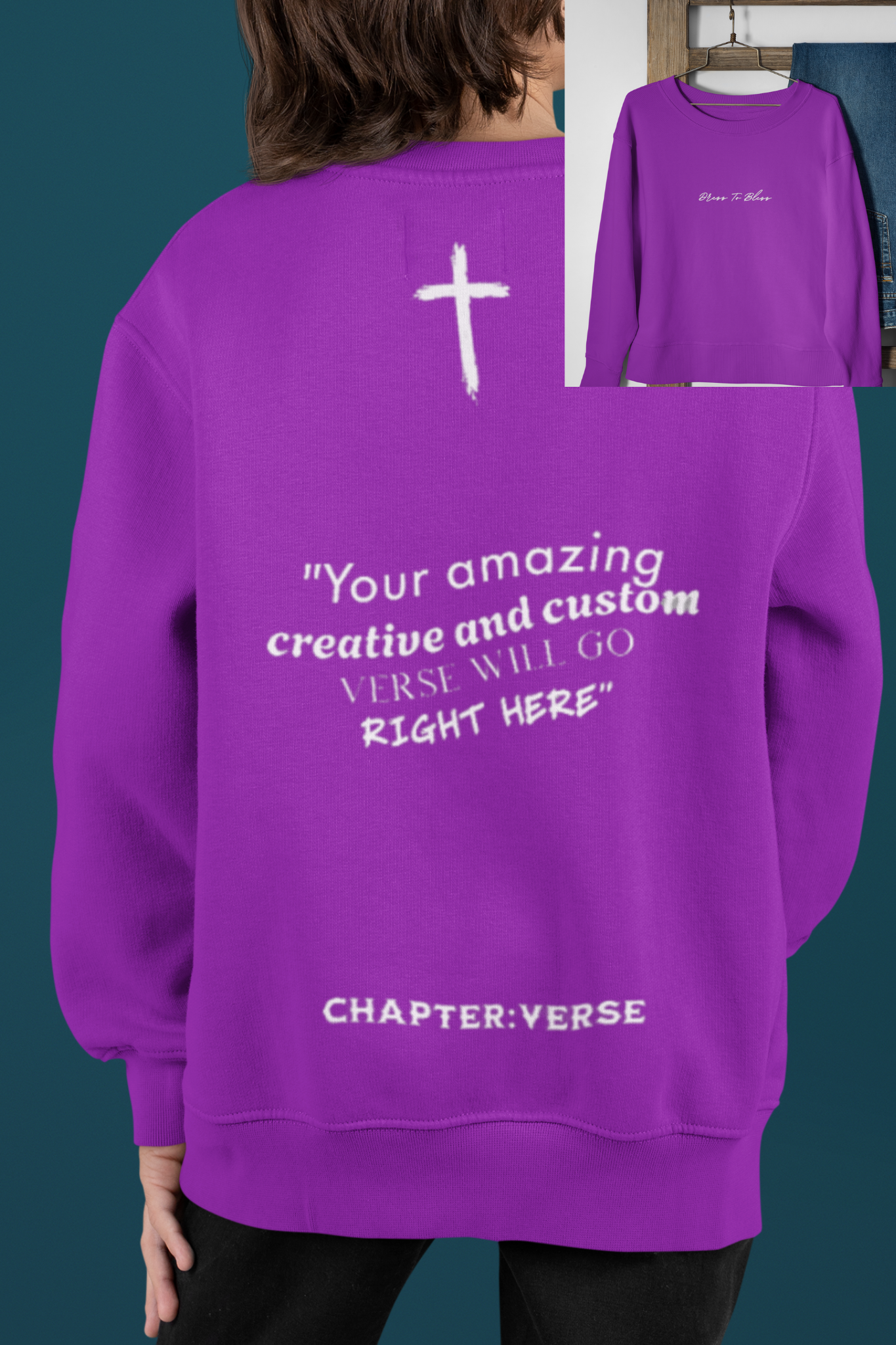 Custom Verse Only Youth “Dress To Bless” Cursive Logo Unisex Crewnecks