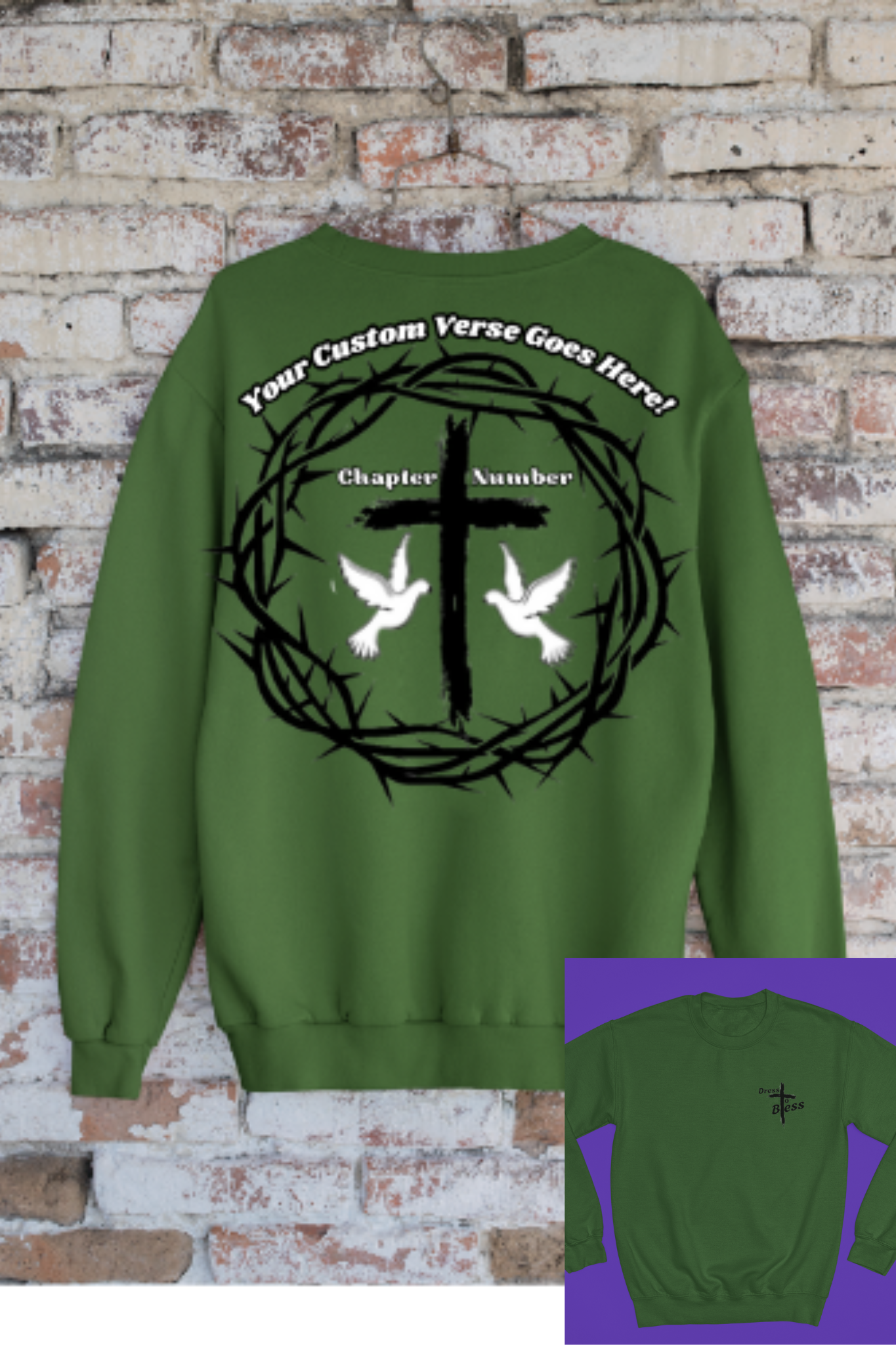 Custom Adult “Dress To Bless” Cross Logo Unisex Crewnecks