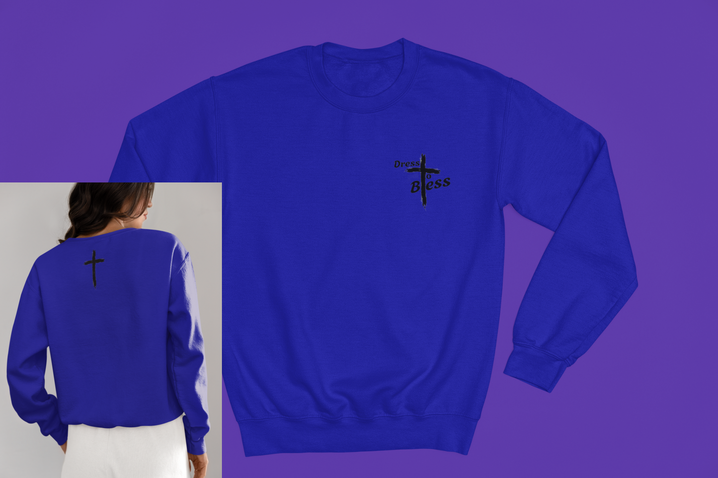 Adult “Dress To Bless” Cross Logo Unisex Crewnecks