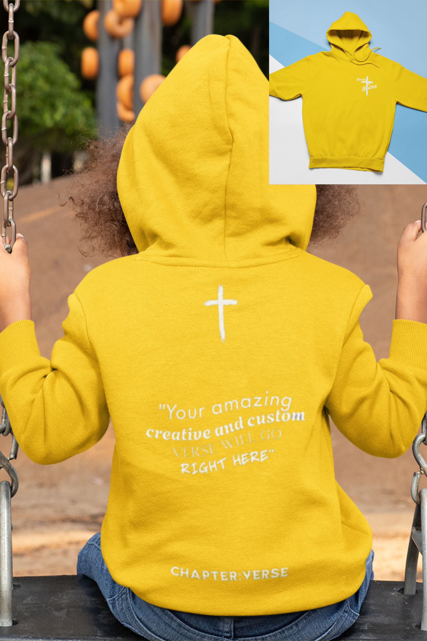 Custom Verse Only Youth “Dress To Bless” Cross Logo Unisex Hoodies