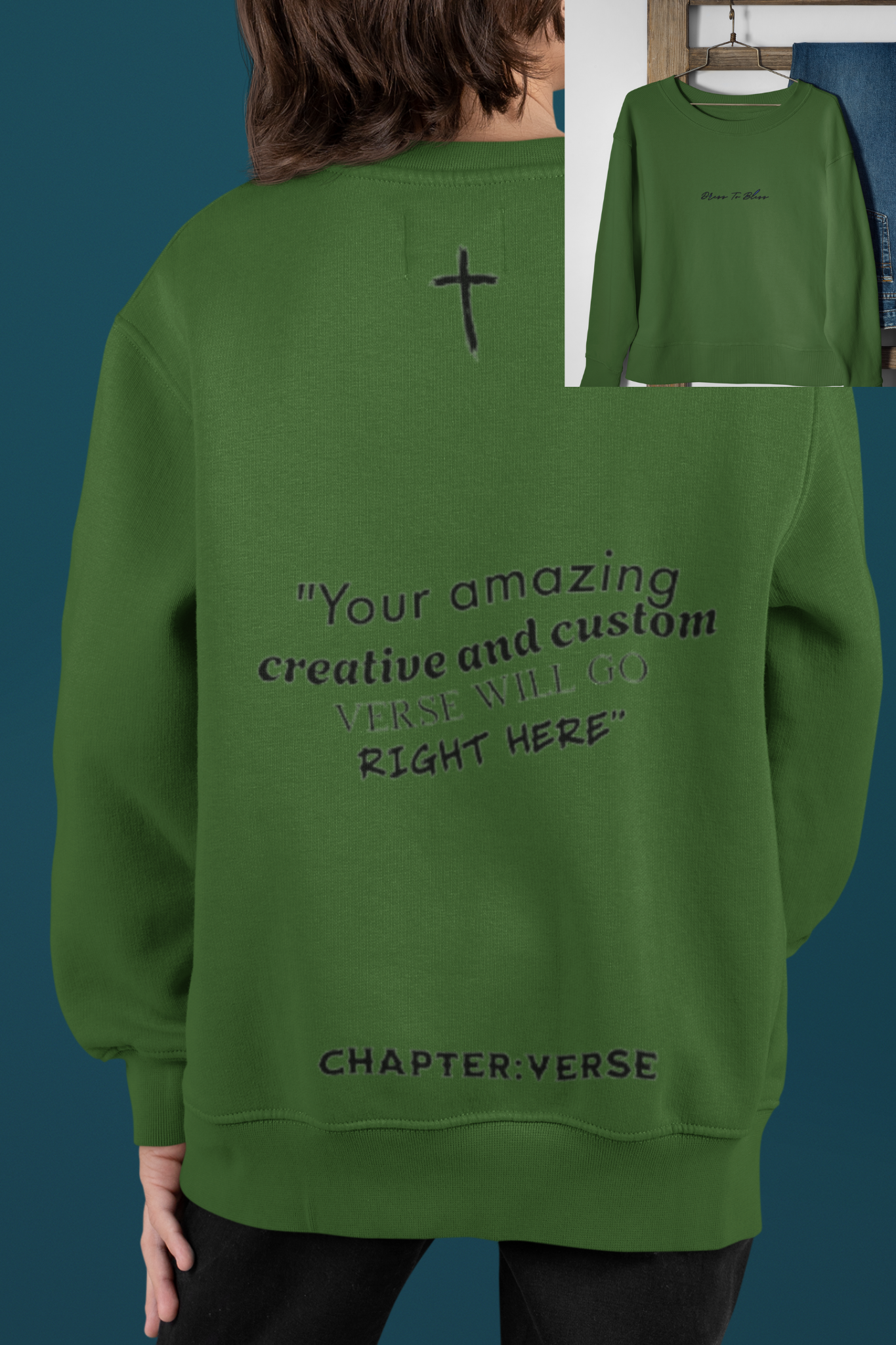 Custom Verse Only Youth “Dress To Bless” Cursive Logo Unisex Crewnecks