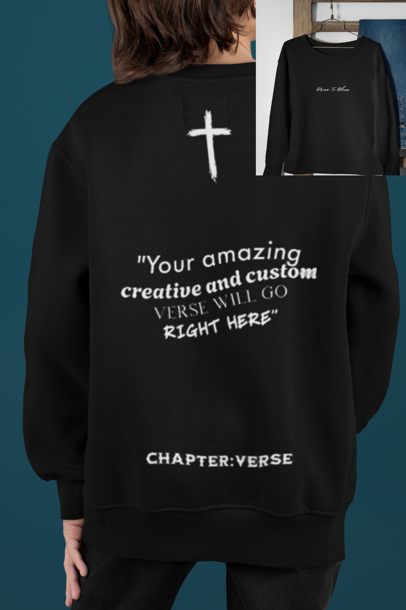 Custom Verse Only Youth “Dress To Bless” Cursive Logo Unisex Crewnecks