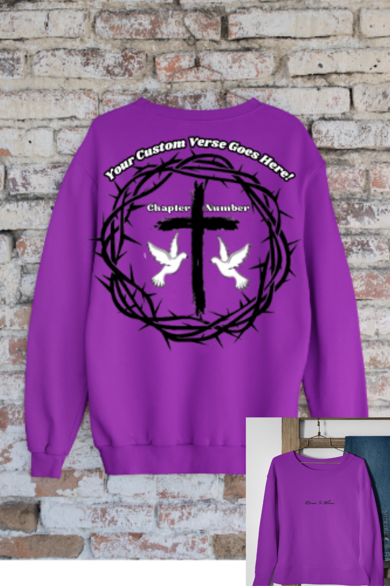 Custom Adult “Dress To Bless” Cursive Logo Unisex Crewnecks