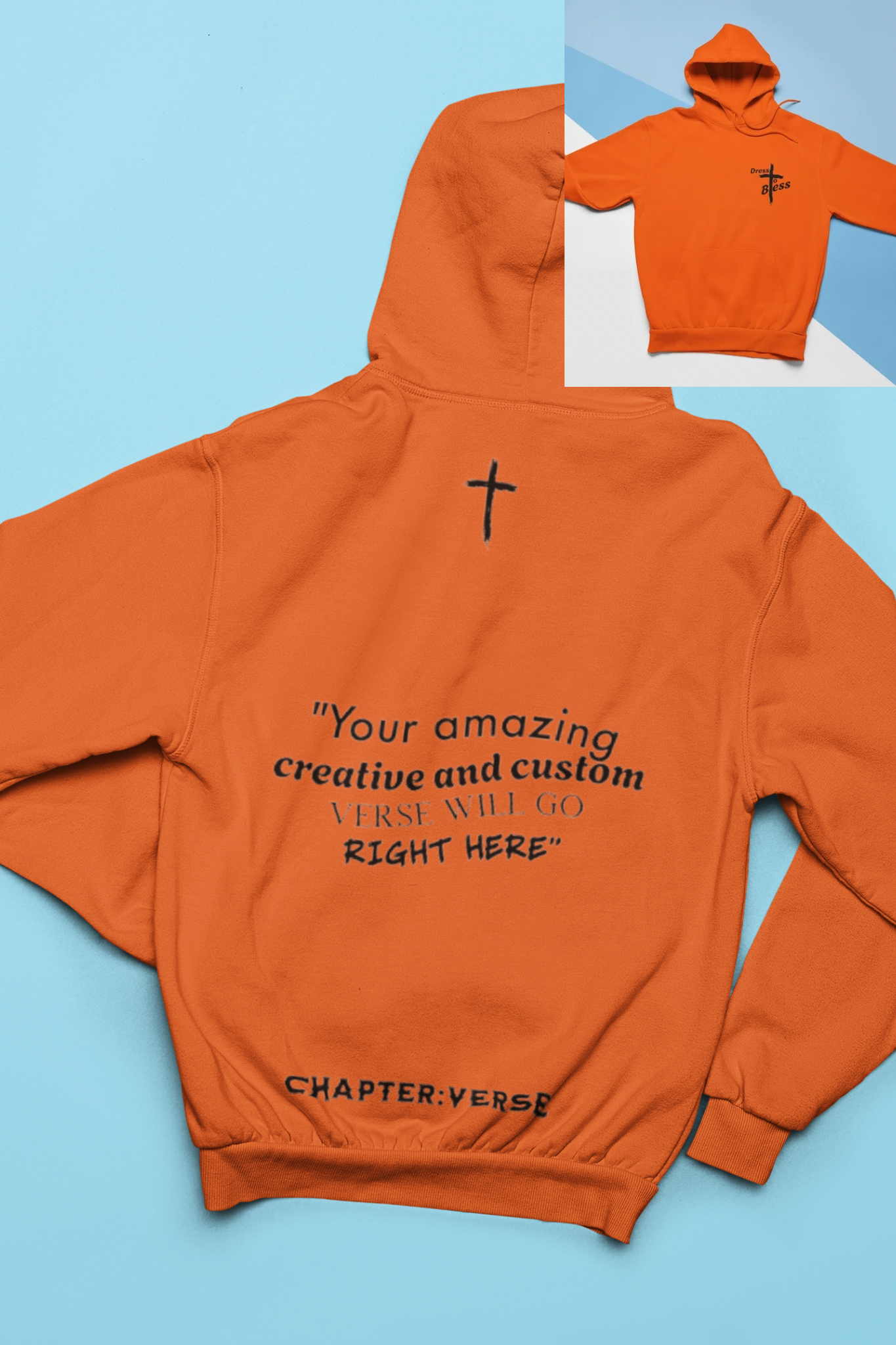 Custom Verse Only Adult “Dress To Bless” Cross Logo Unisex Hoodies
