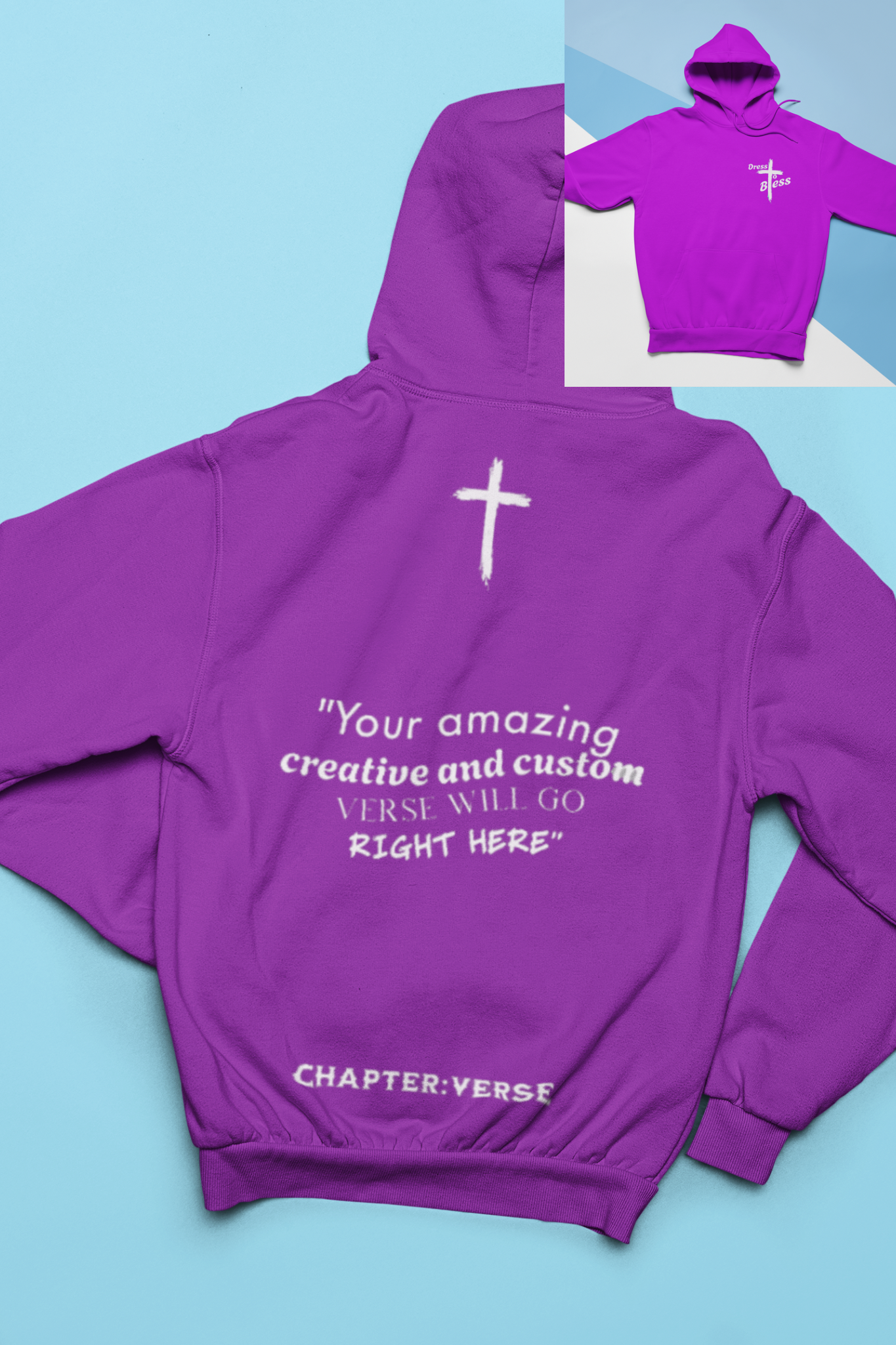 Custom Verse Only Adult “Dress To Bless” Cross Logo Unisex Hoodies
