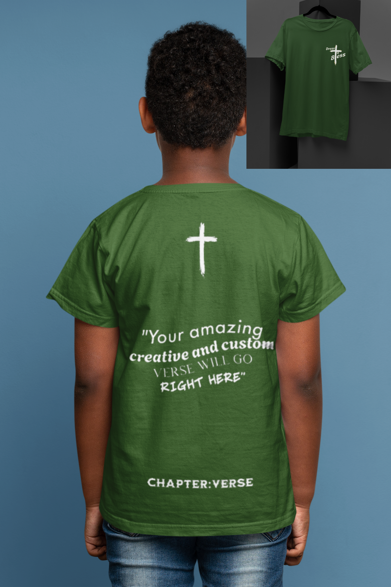 Custom Verse Only Youth “Dress To Bless” Cross Logo Unisex T-shirts