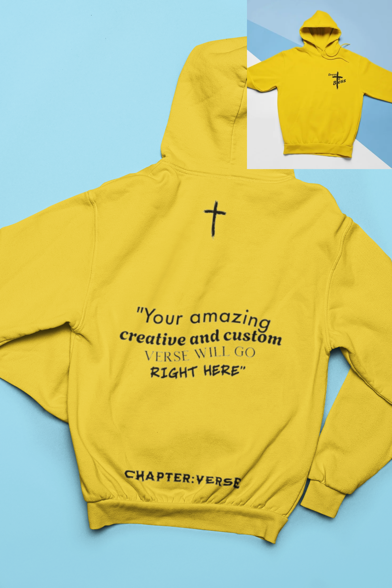 Custom Verse Only Adult “Dress To Bless” Cross Logo Unisex Hoodies