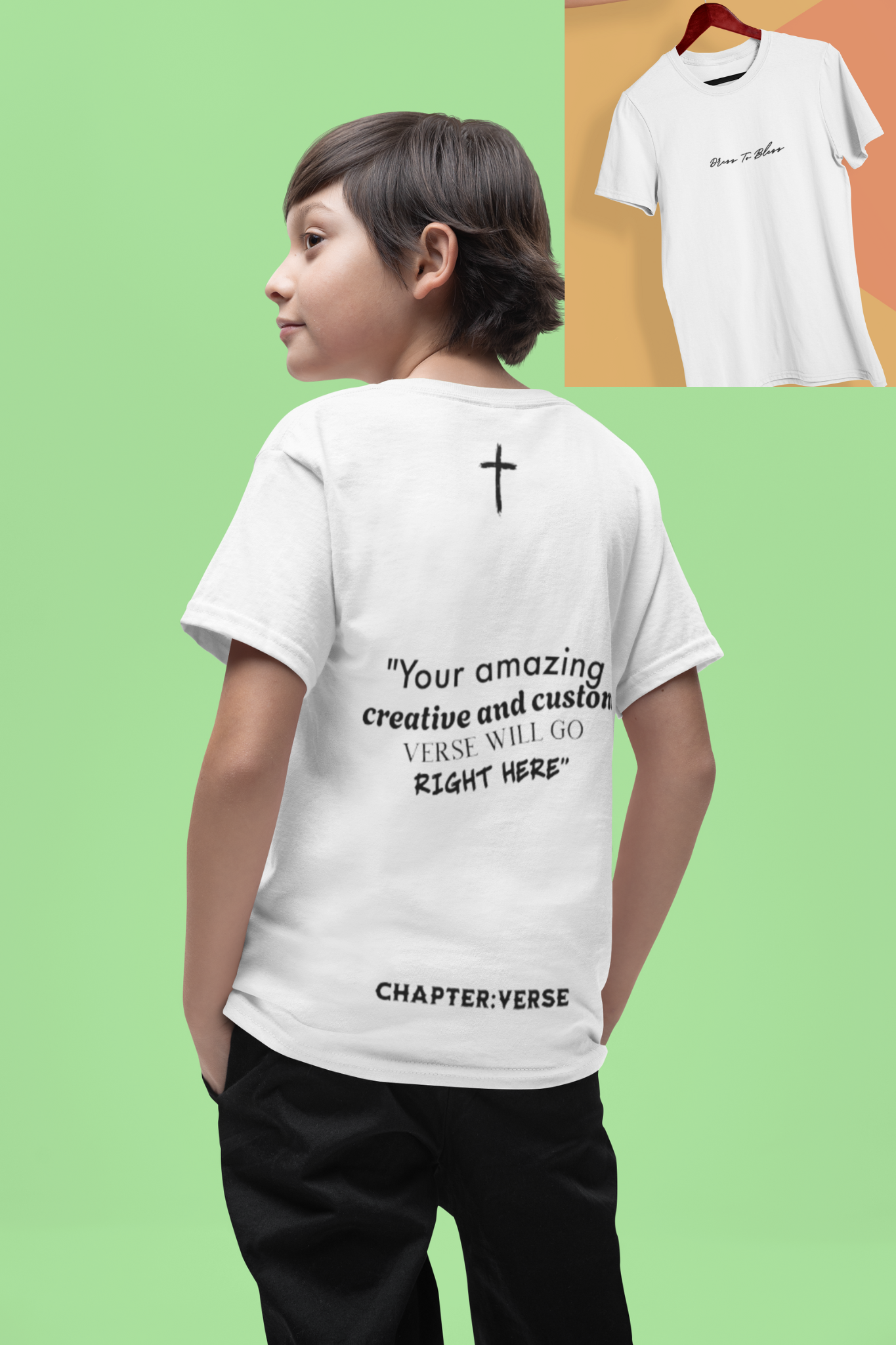 Custom Verse Only Youth “Dress To Bless” Cursive Logo Unisex T-Shirts