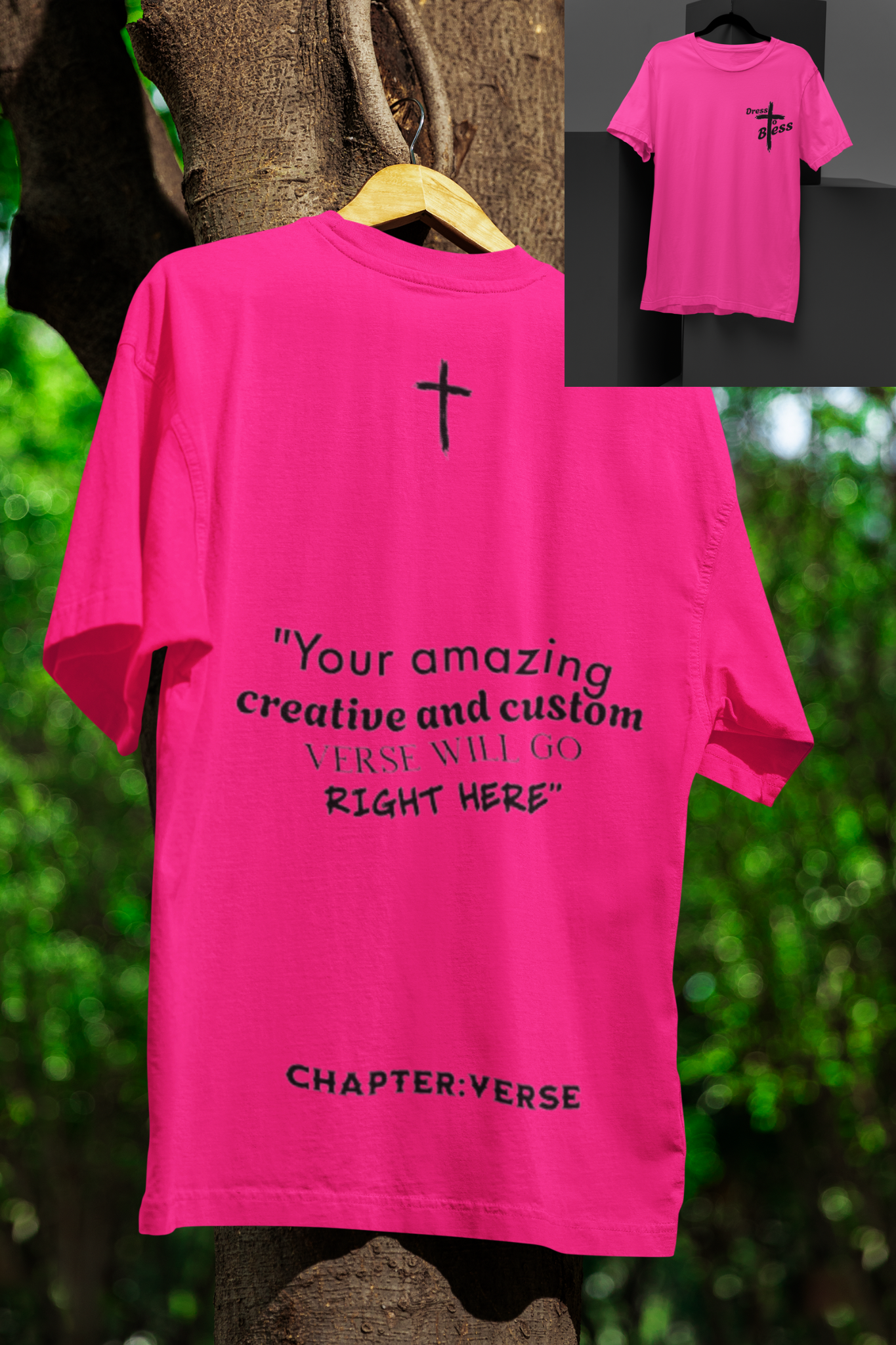 Custom Verse Only Adult “Dress To Bless” Cross Logo Unisex T-shirts