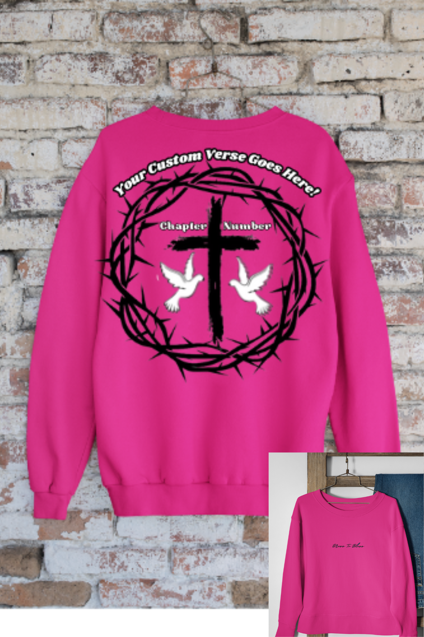 Custom Adult “Dress To Bless” Cursive Logo Unisex Crewnecks