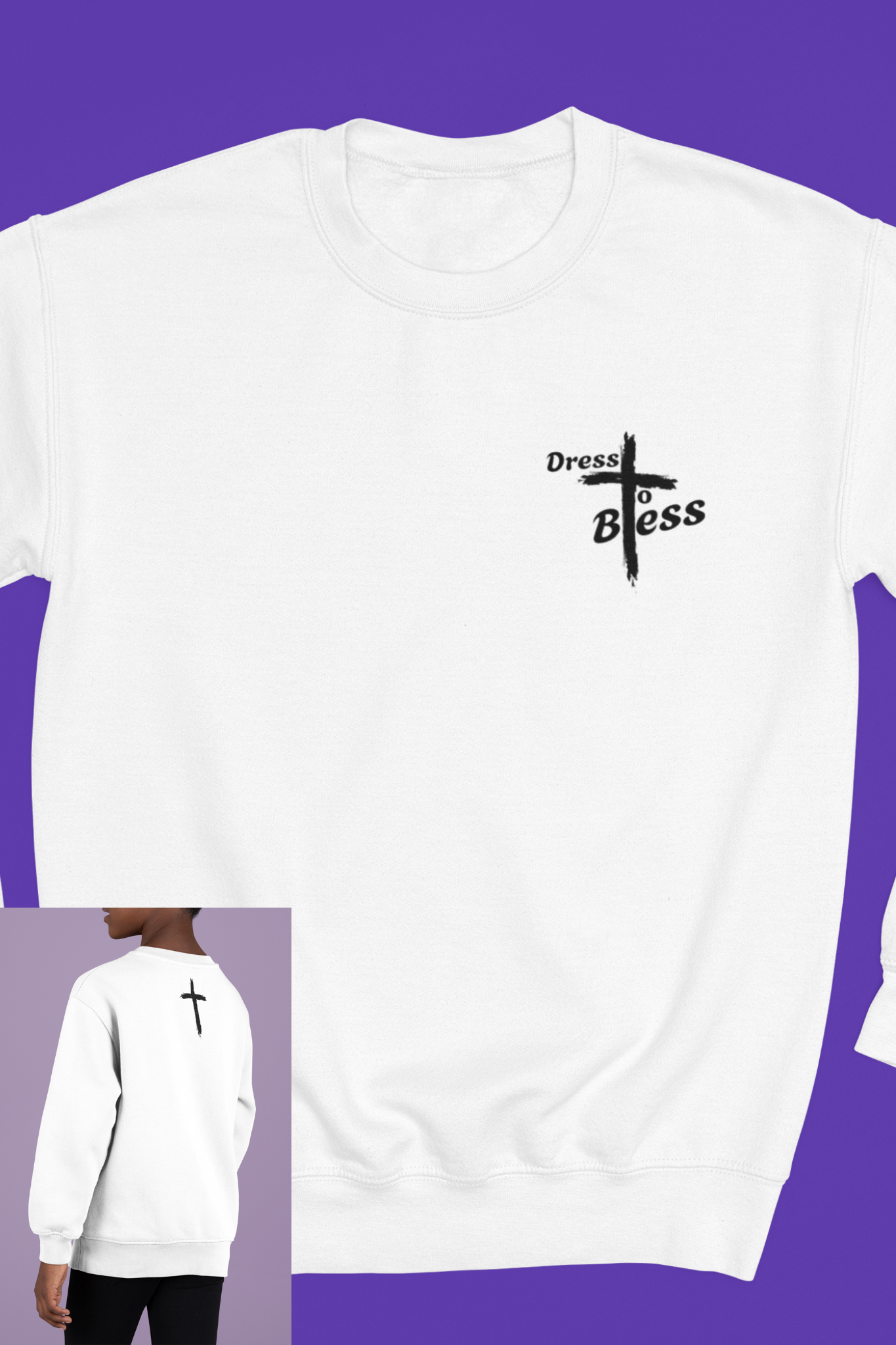 Youth Dress To Bless Cross Logo Unisex Crewneck