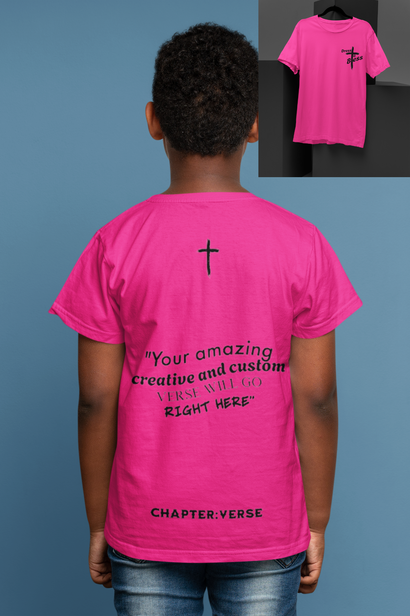 Custom Verse Only Youth “Dress To Bless” Cross Logo Unisex T-shirts