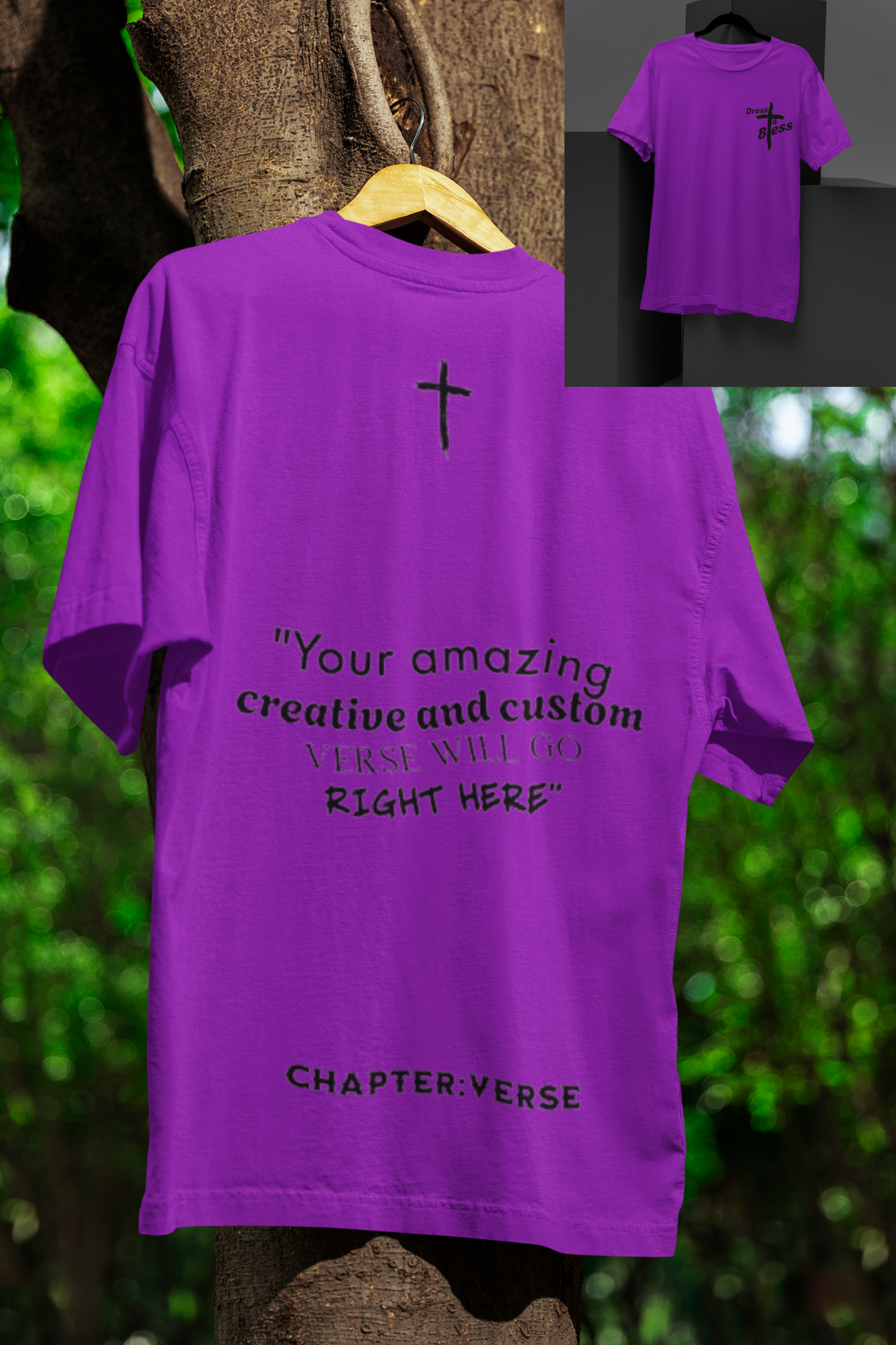 Custom Verse Only Adult “Dress To Bless” Cross Logo Unisex T-shirts