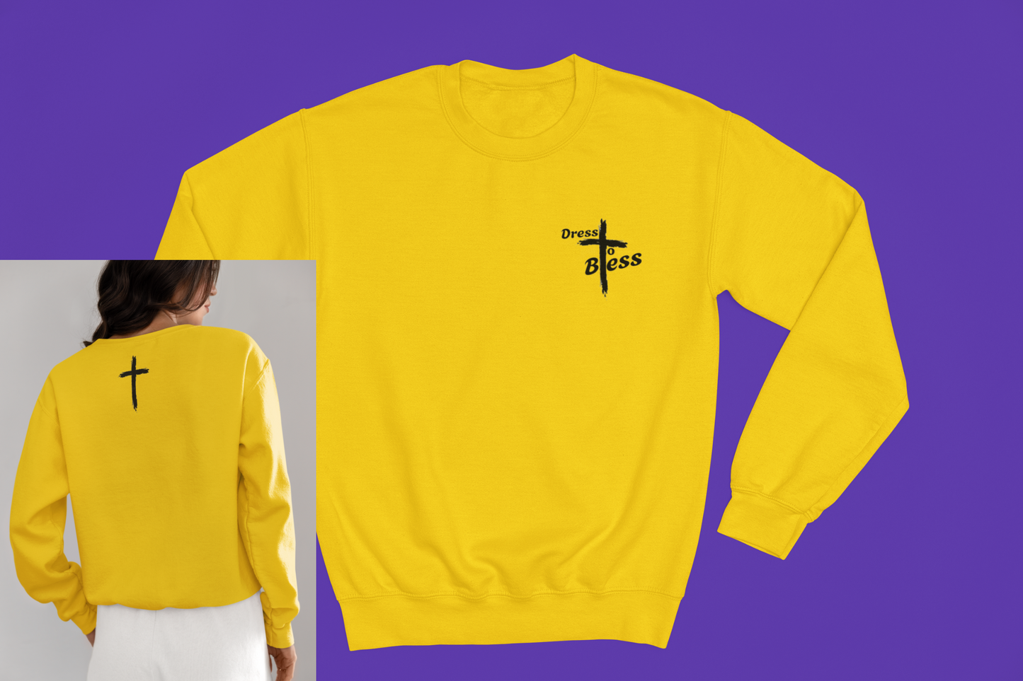 Adult “Dress To Bless” Cross Logo Unisex Crewnecks